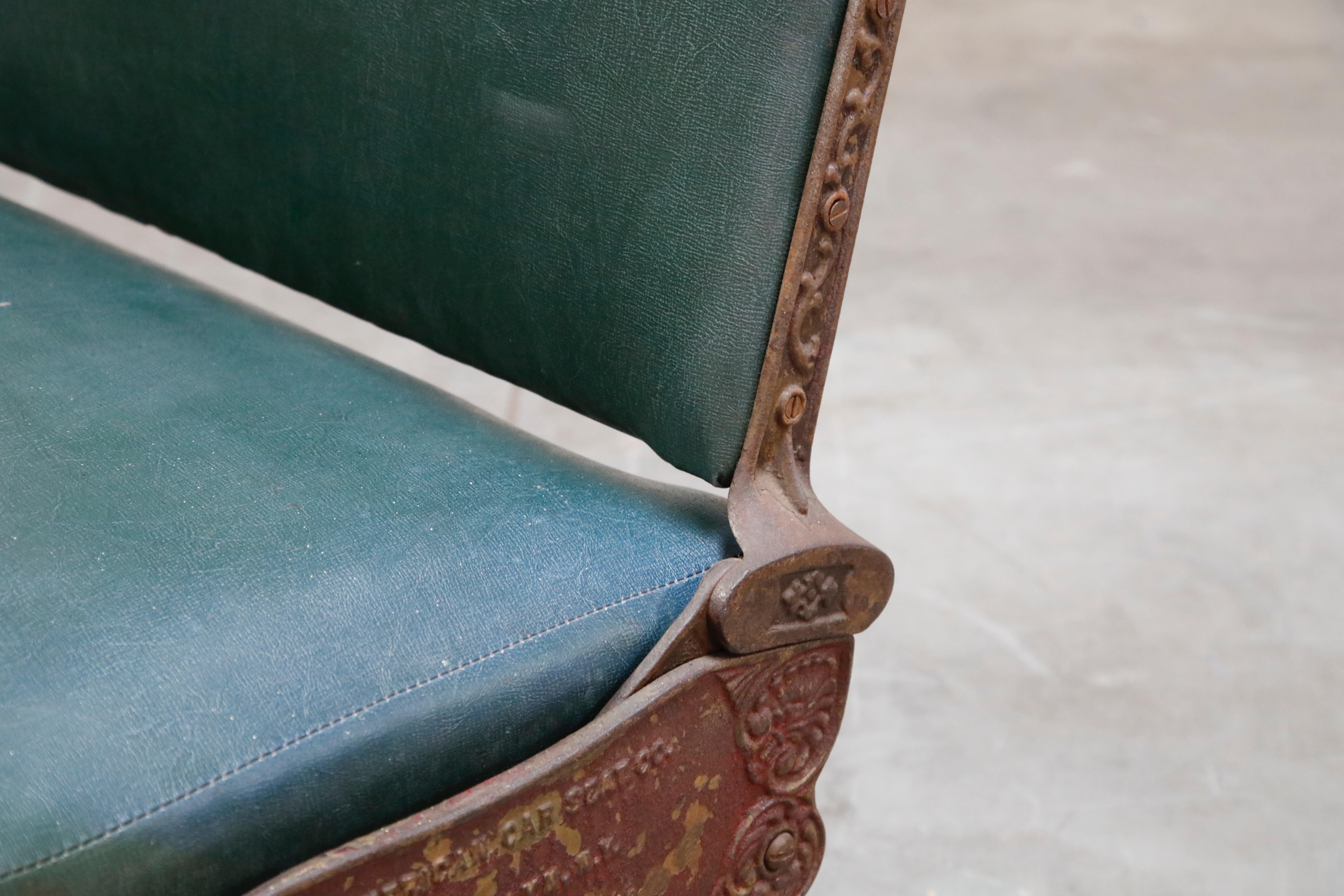 Industrial Era Cast Iron Brooklyn Trolley Reversible Settee Bench, circa 1910 4