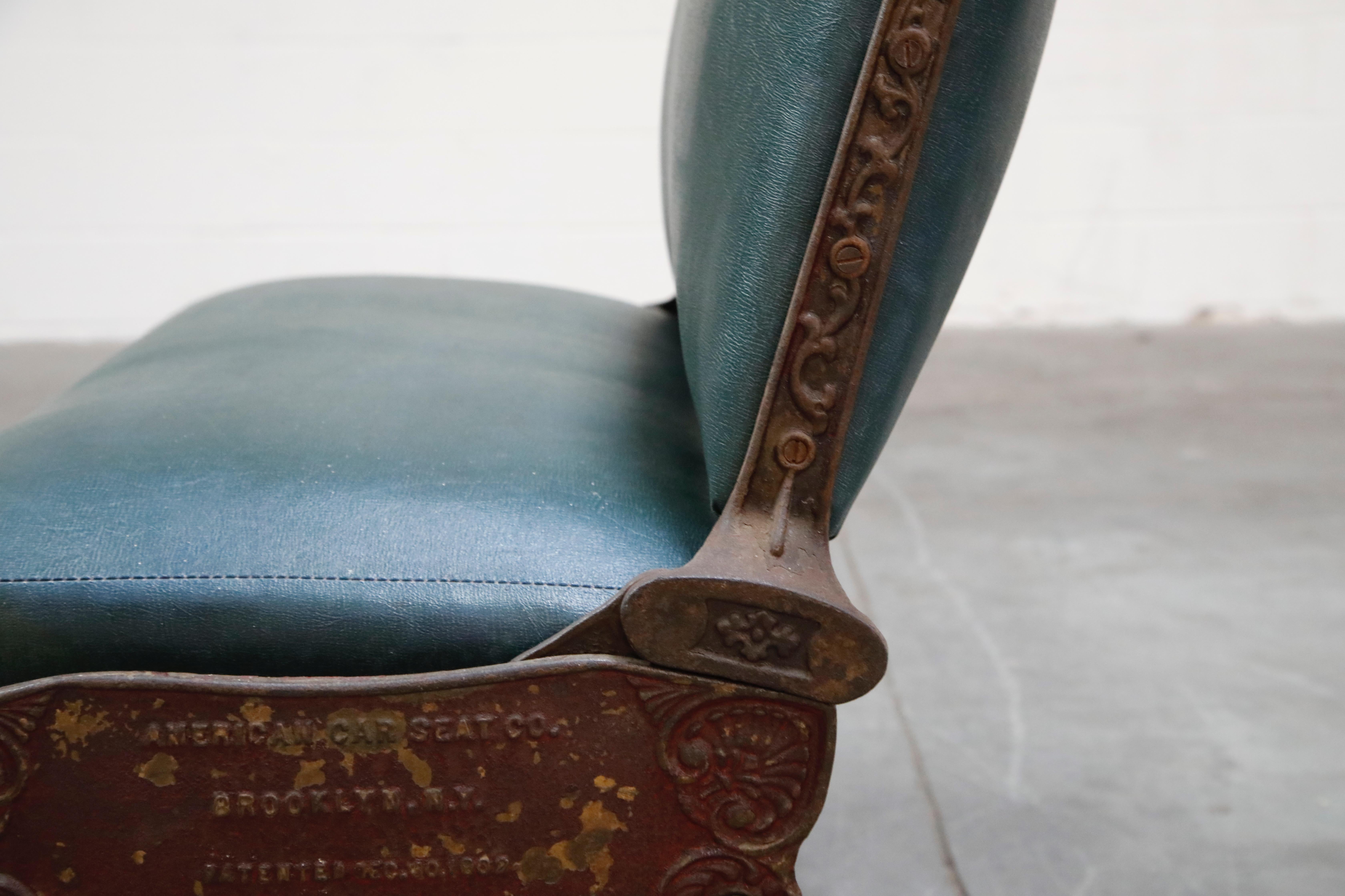 Industrial Era Cast Iron Brooklyn Trolley Reversible Settee Bench, circa 1910 9