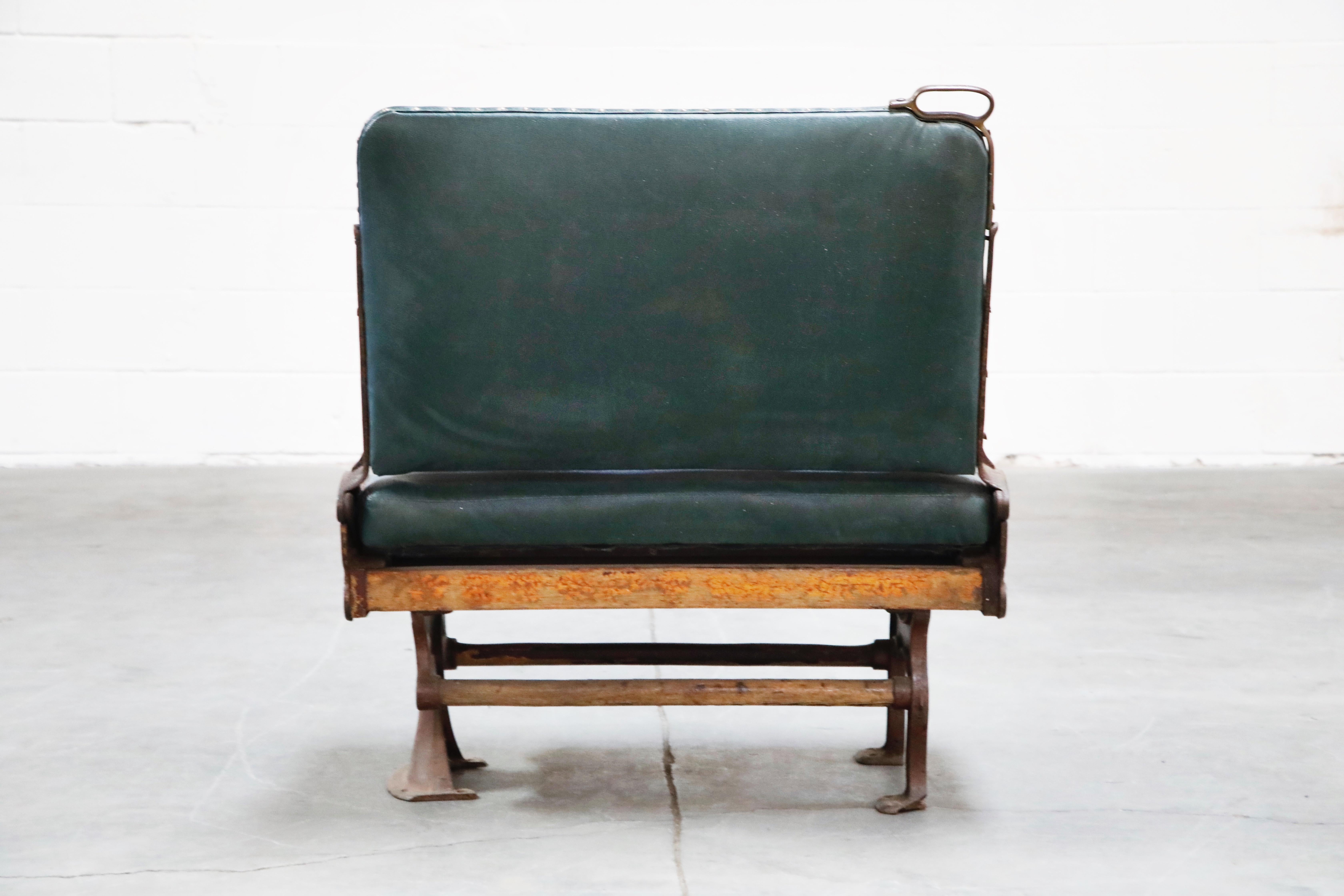 Industrial Era Cast Iron Brooklyn Trolley Reversible Settee Bench, circa 1910 In Good Condition In Los Angeles, CA