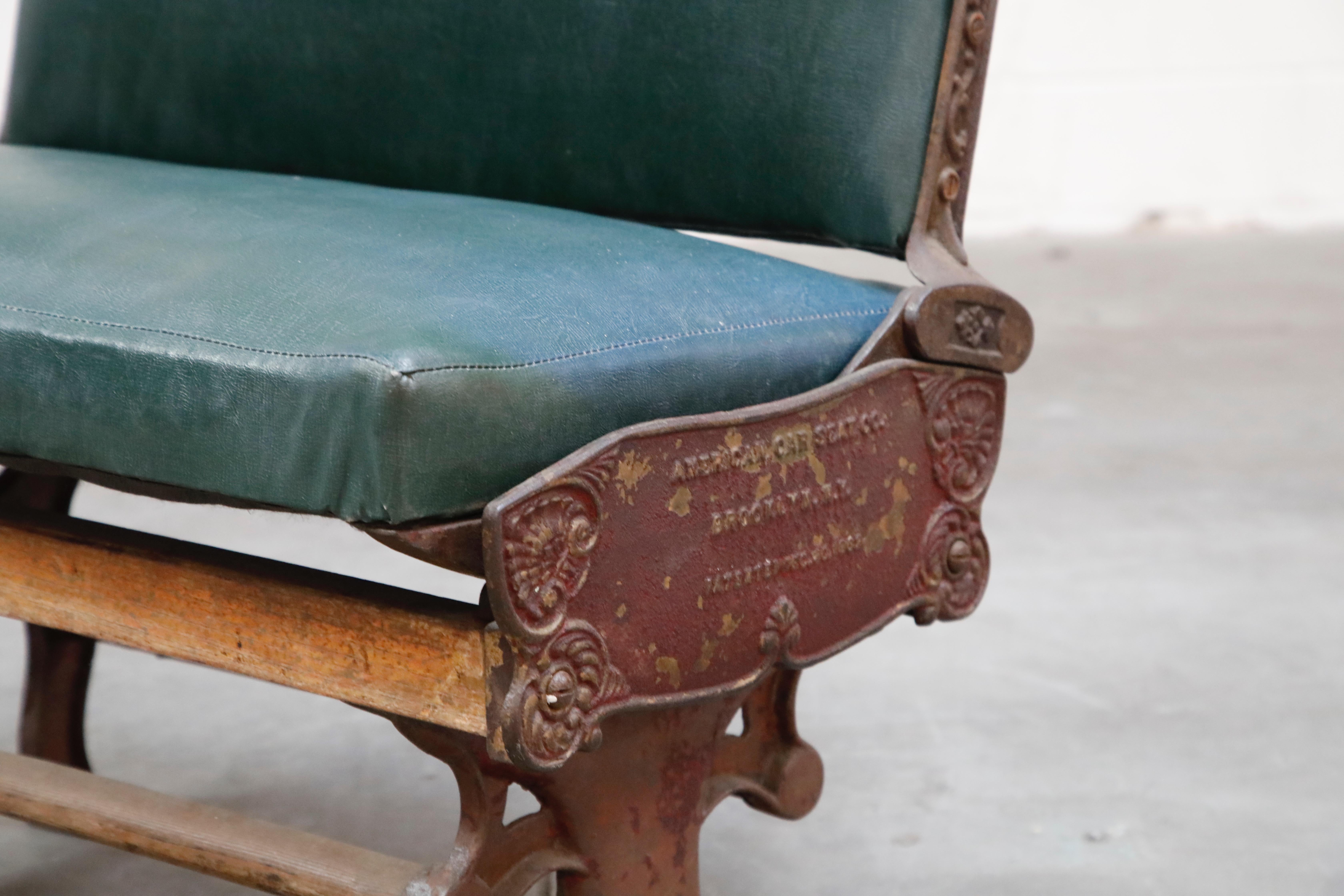 Early 20th Century Industrial Era Cast Iron Brooklyn Trolley Reversible Settee Bench, circa 1910