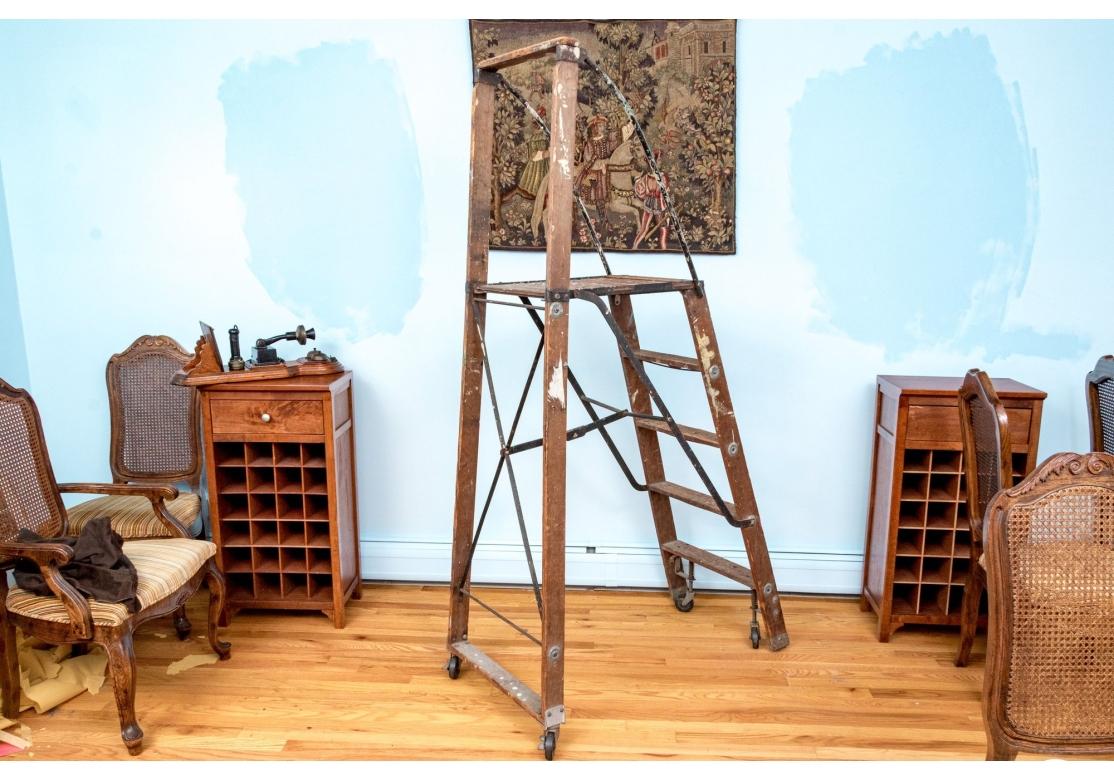 Industrial Era Folding Platform Ladder For Sale 10