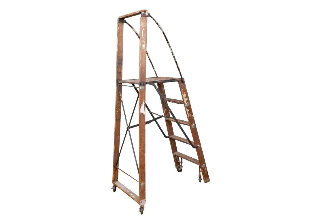 Industrial Era Folding Platform Ladder For Sale 11