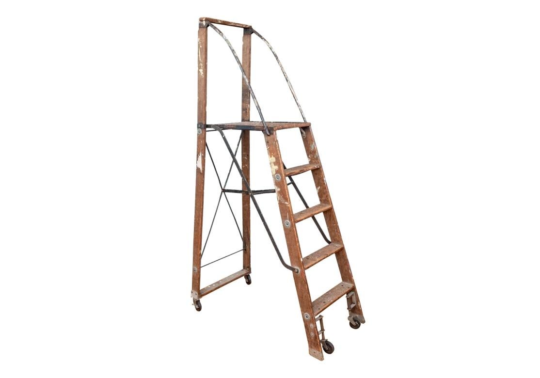 20th Century Industrial Era Folding Platform Ladder For Sale