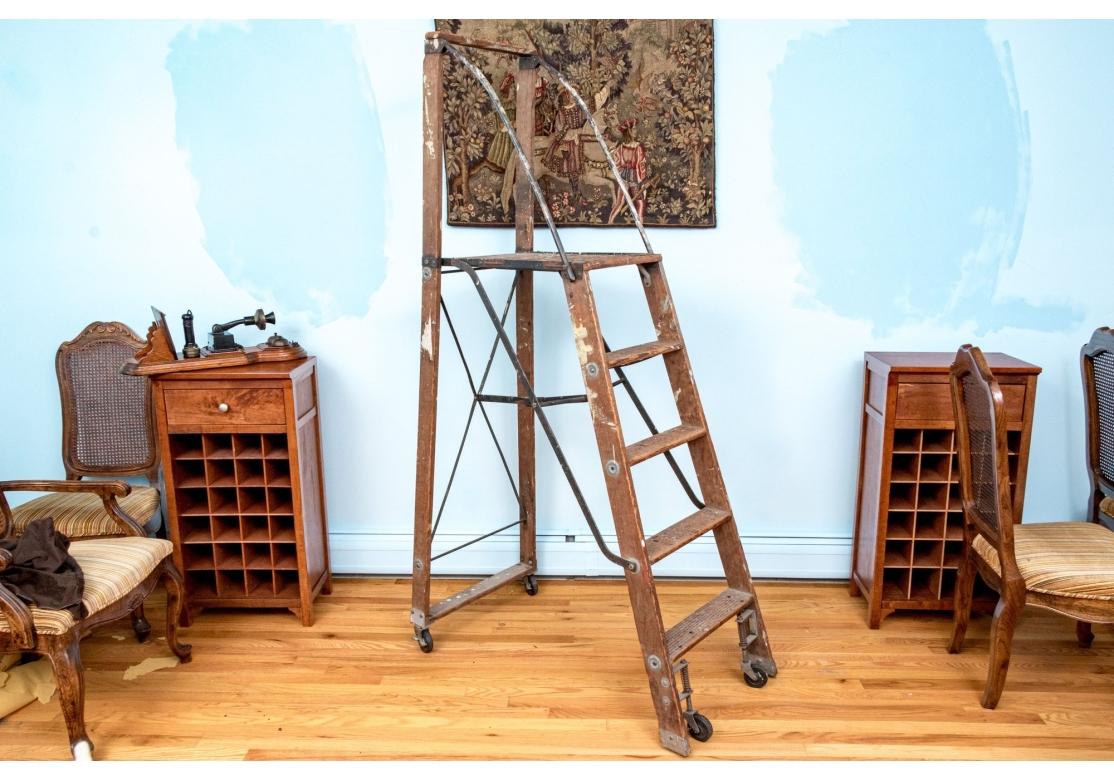 Industrial Era Folding Platform Ladder For Sale 1