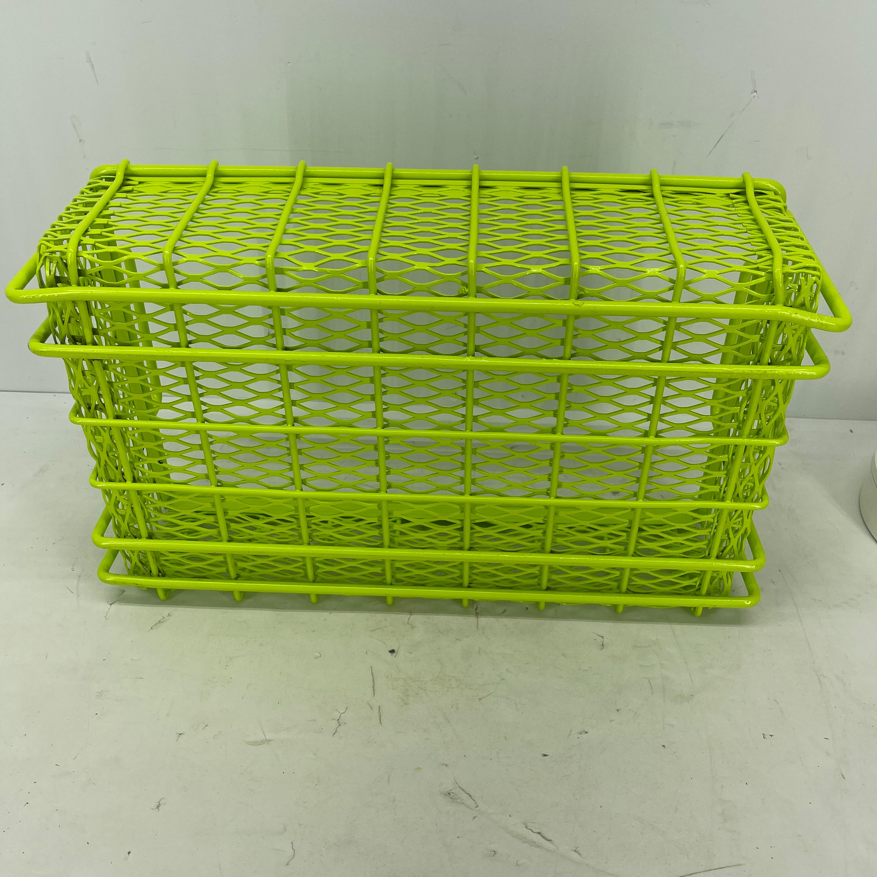 Industrial Era Metal Storage Bins, Powder Coated Bright Chartreuse For Sale 3