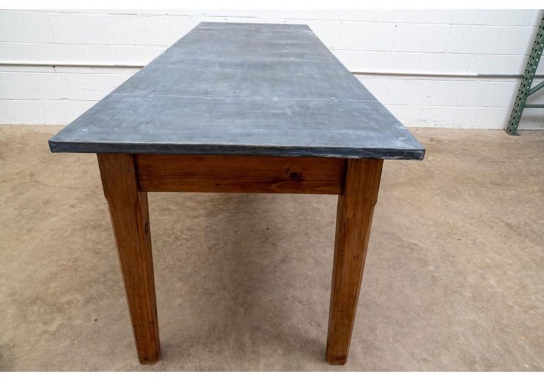 Industrial Era Zinc Top Work Table For Sale at 1stDibs