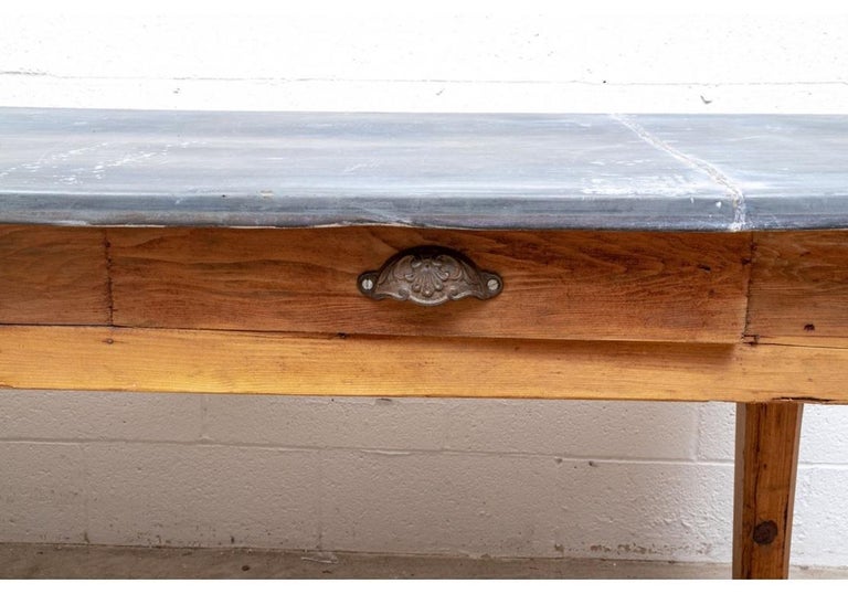 Industrial Era Zinc Top Work Table For Sale at 1stDibs