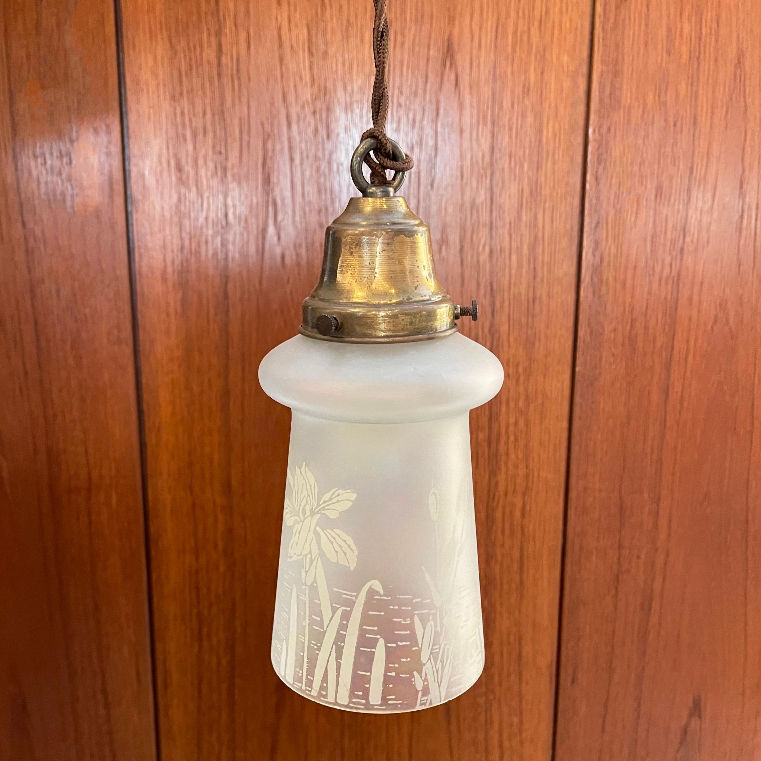 Industrial Etched Opaline Bell Pendant Light 1