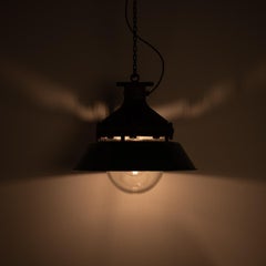 Industrial Explosion Proof Rusted Pendant Lights With Green Enamel Diffusers