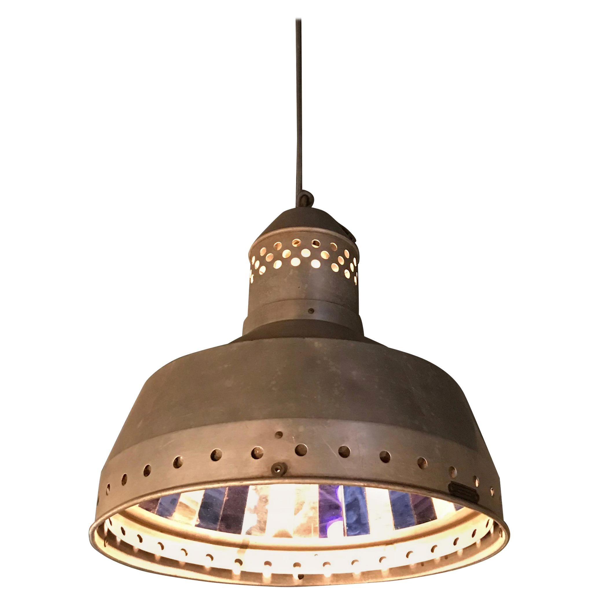 Industrial Faceted Mirror Factory Pendant Light