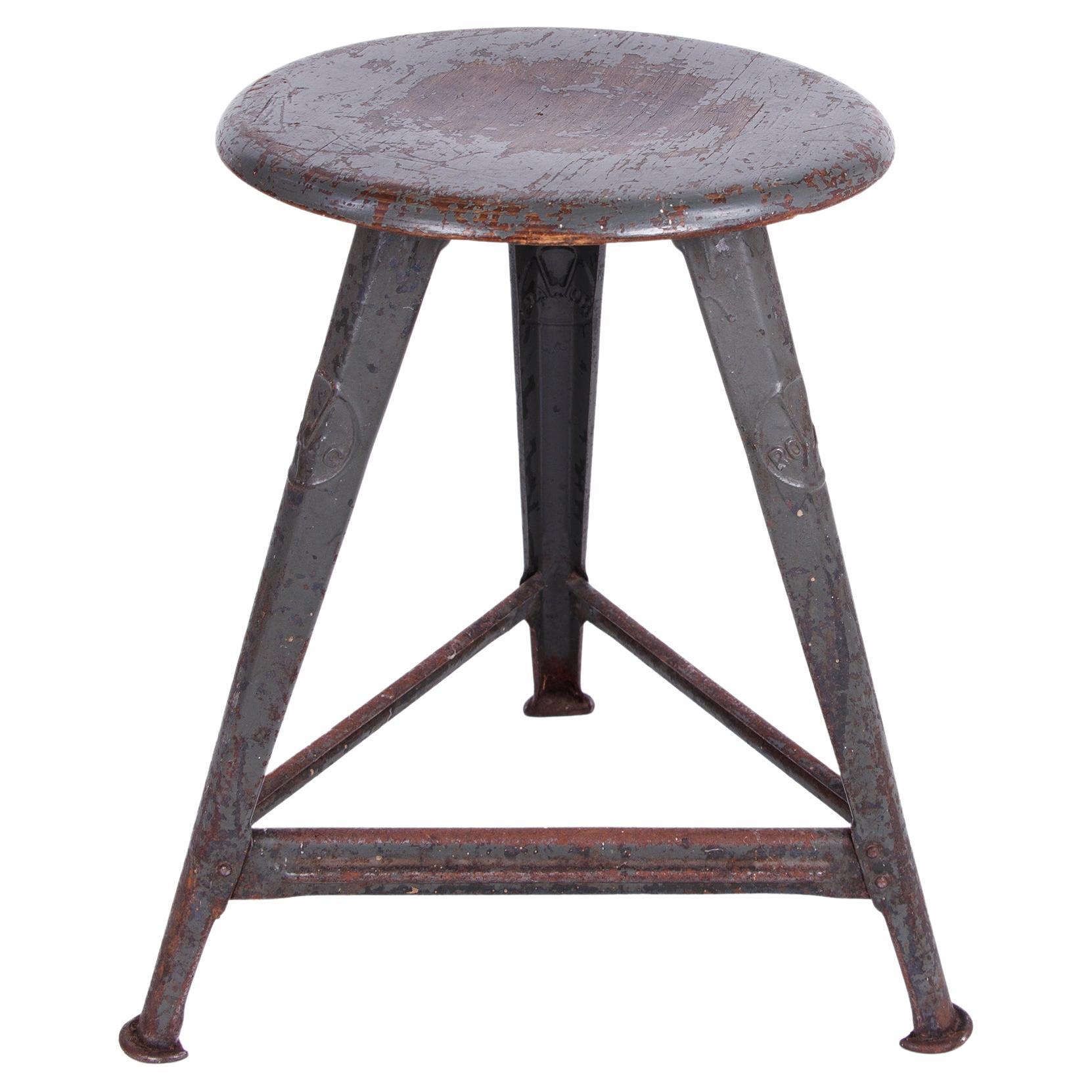 Industrial Factory Bauhaus Stool by Rowac / Robert Wagner Germany, 1910-1920s For Sale
