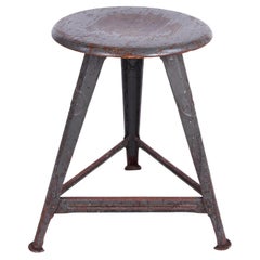 Antique Industrial Factory Bauhaus Stool by Rowac / Robert Wagner Germany, 1910-1920s