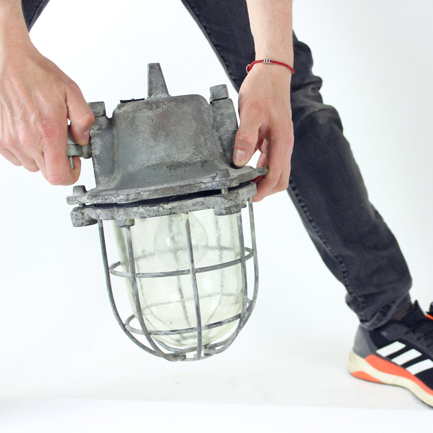 Industrial Factory Ceiling Light, Czechoslovakia 1940s For Sale 7