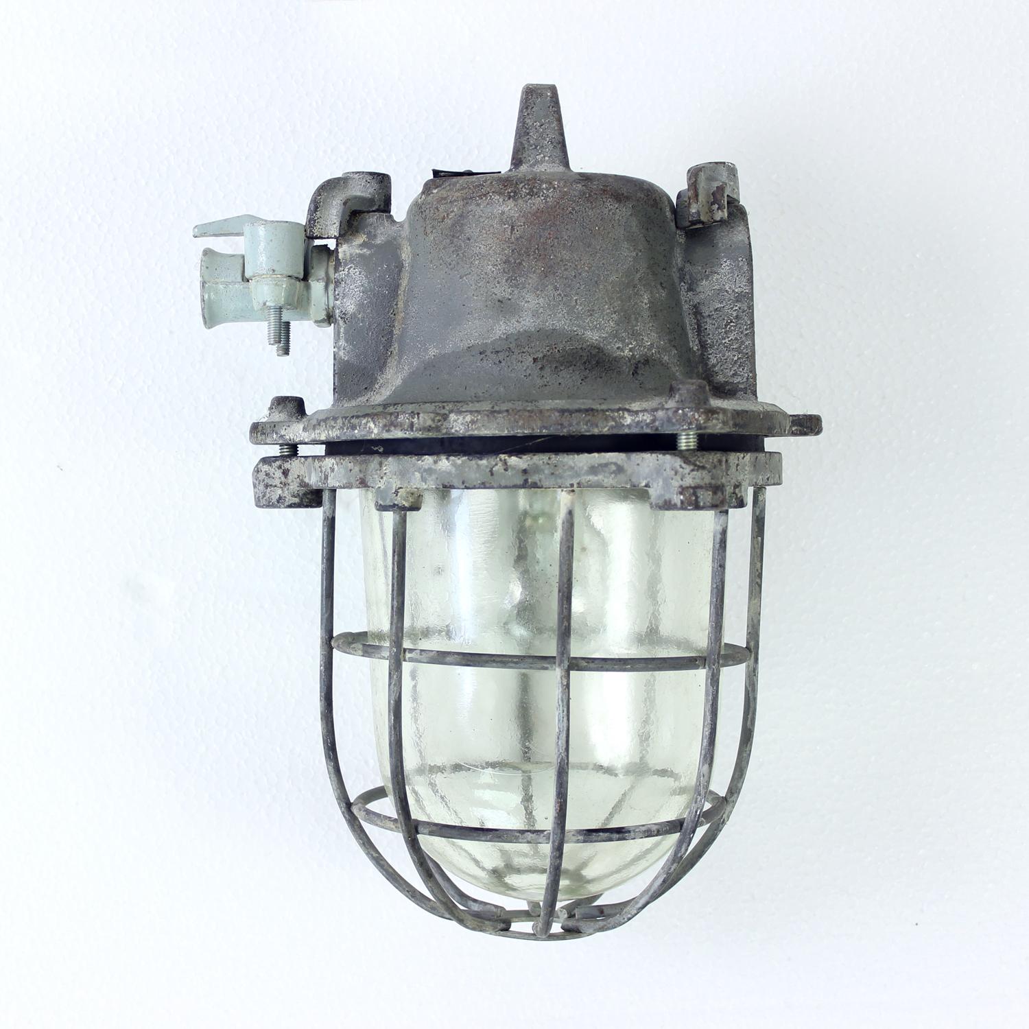 Mid-20th Century Industrial Factory Ceiling Light, Czechoslovakia 1940s For Sale