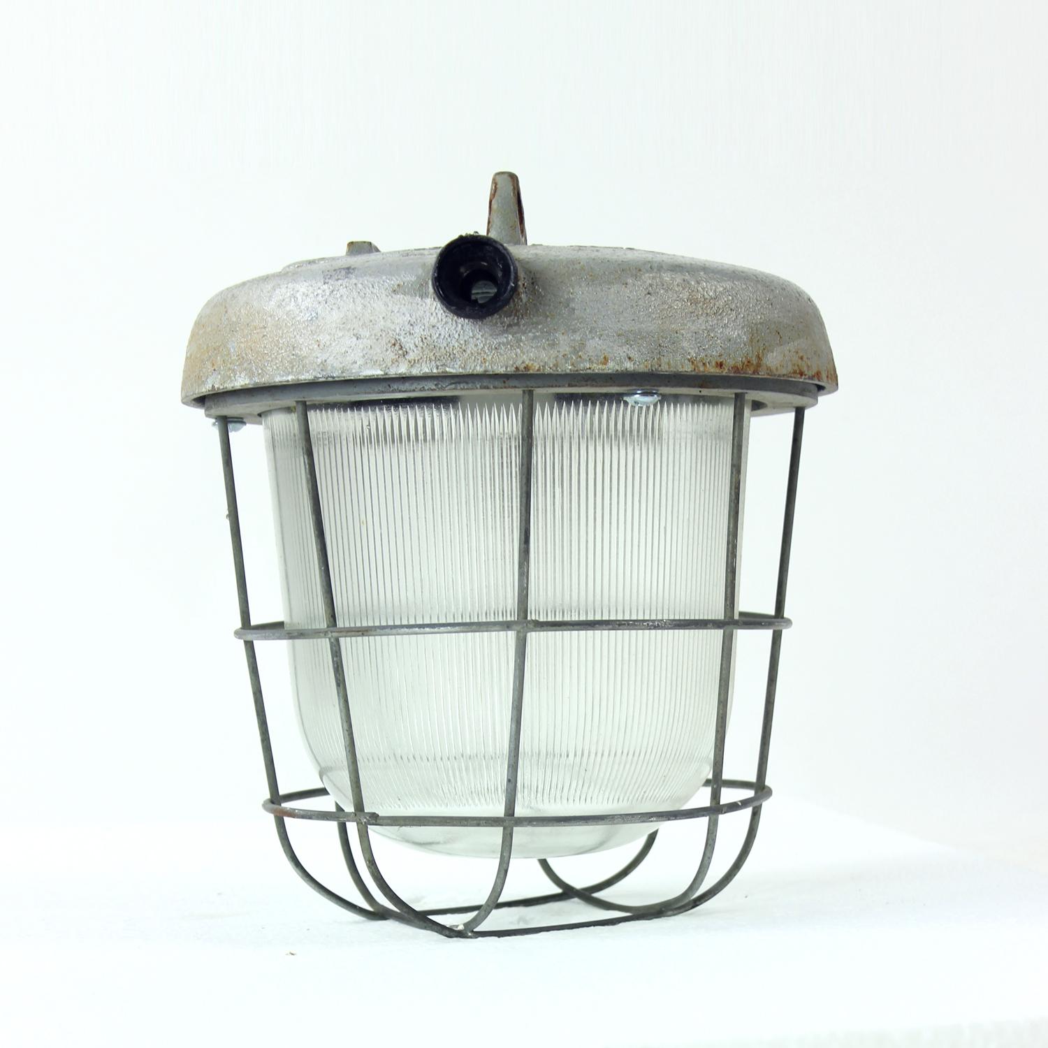 Mid-20th Century Industrial Factory Ceiling Light, Czechoslovakia 1950s For Sale
