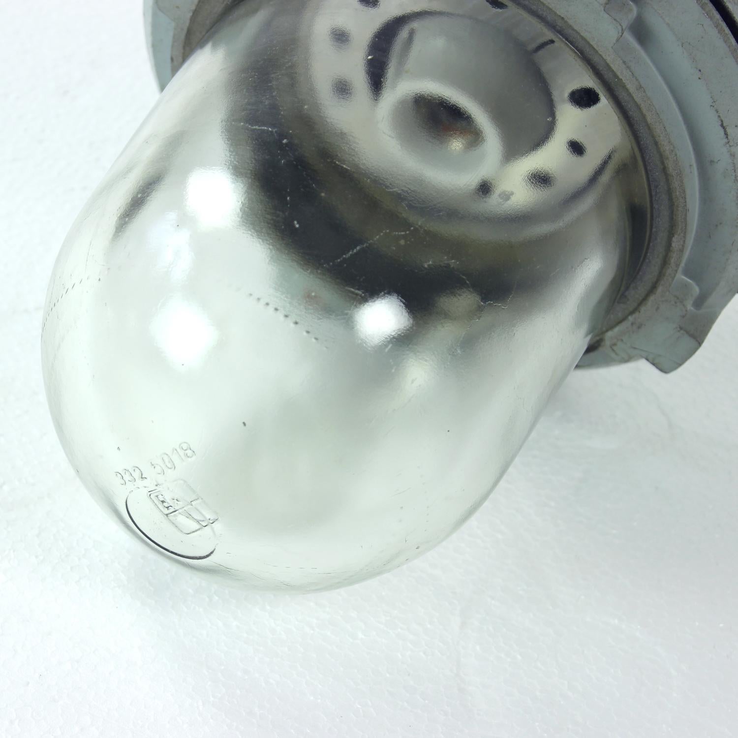 Steel Industrial Factory Ceiling Light, Czechoslovakia 1950s For Sale