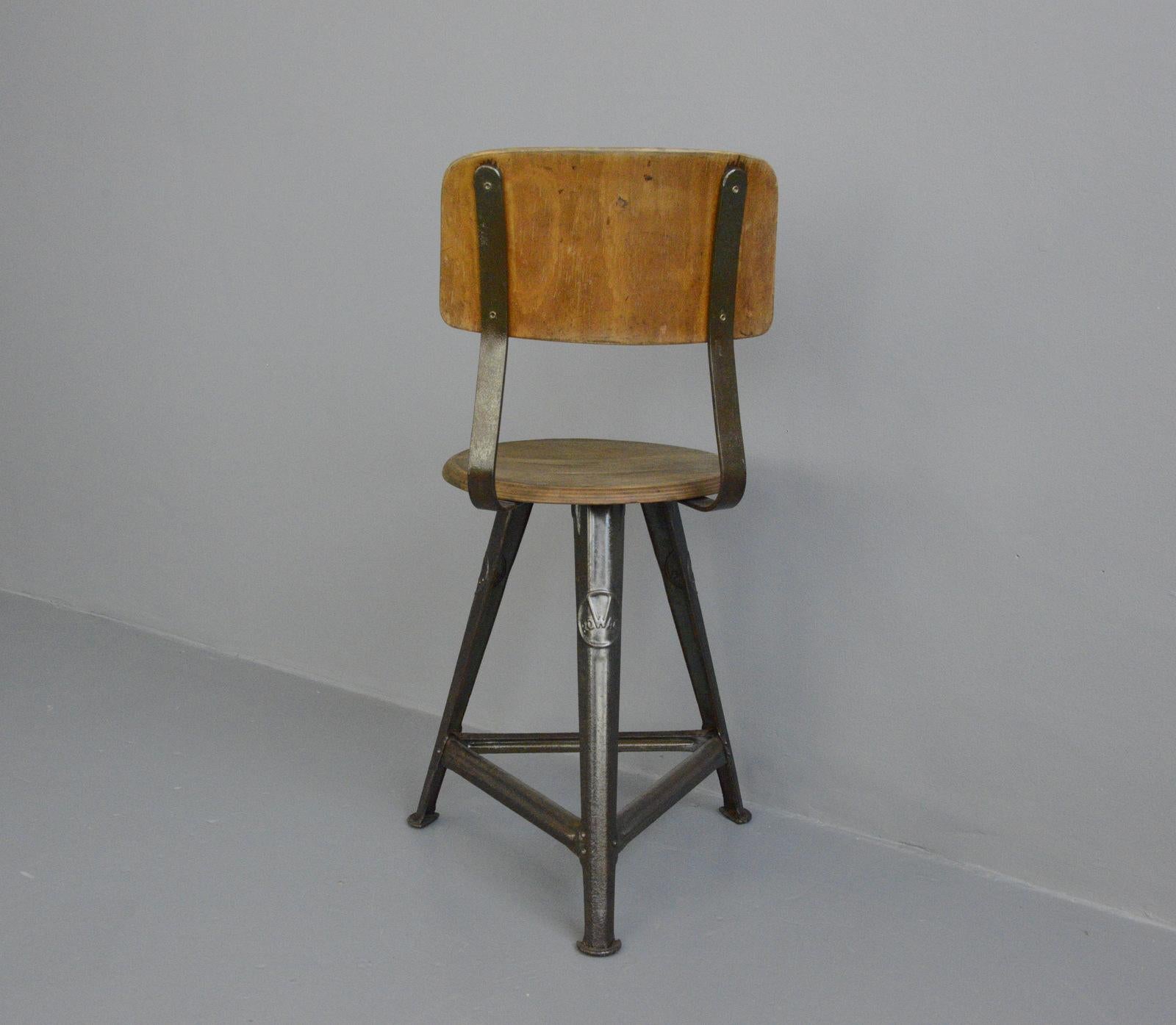 Steel Industrial Factory Chair by Rowac, circa 1920s