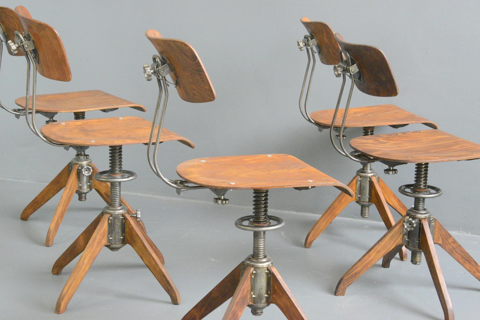 Industrial Factory Chairs by Rowac Bemefa, Circa 1940s 5