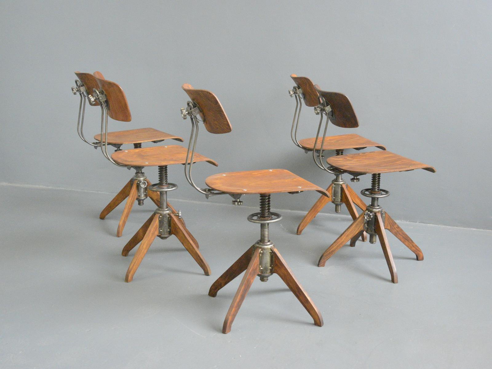 Industrial Factory Chairs by Rowac Bemefa, Circa 1940s 6