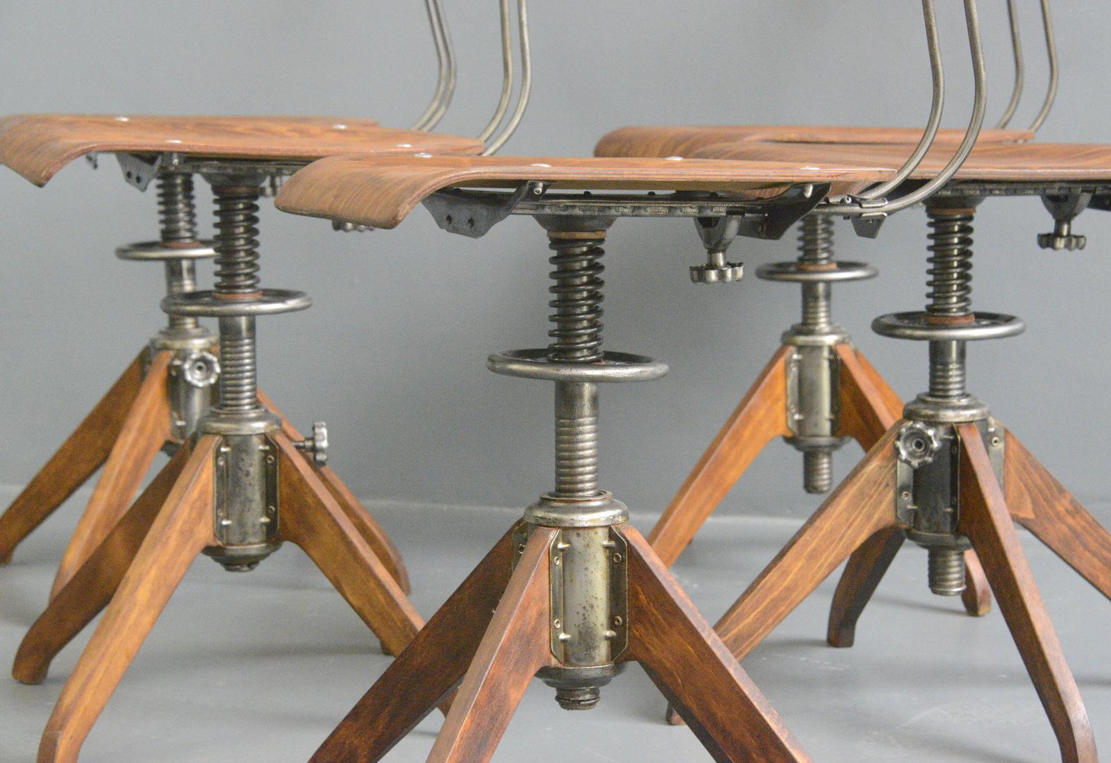 German Industrial Factory Chairs by Rowac Bemefa, Circa 1940s