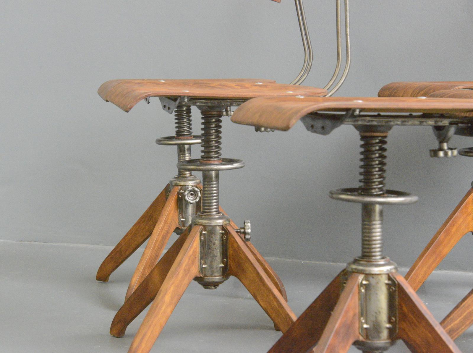 Industrial Factory Chairs by Rowac Bemefa, Circa 1940s In Good Condition In Gloucester, GB
