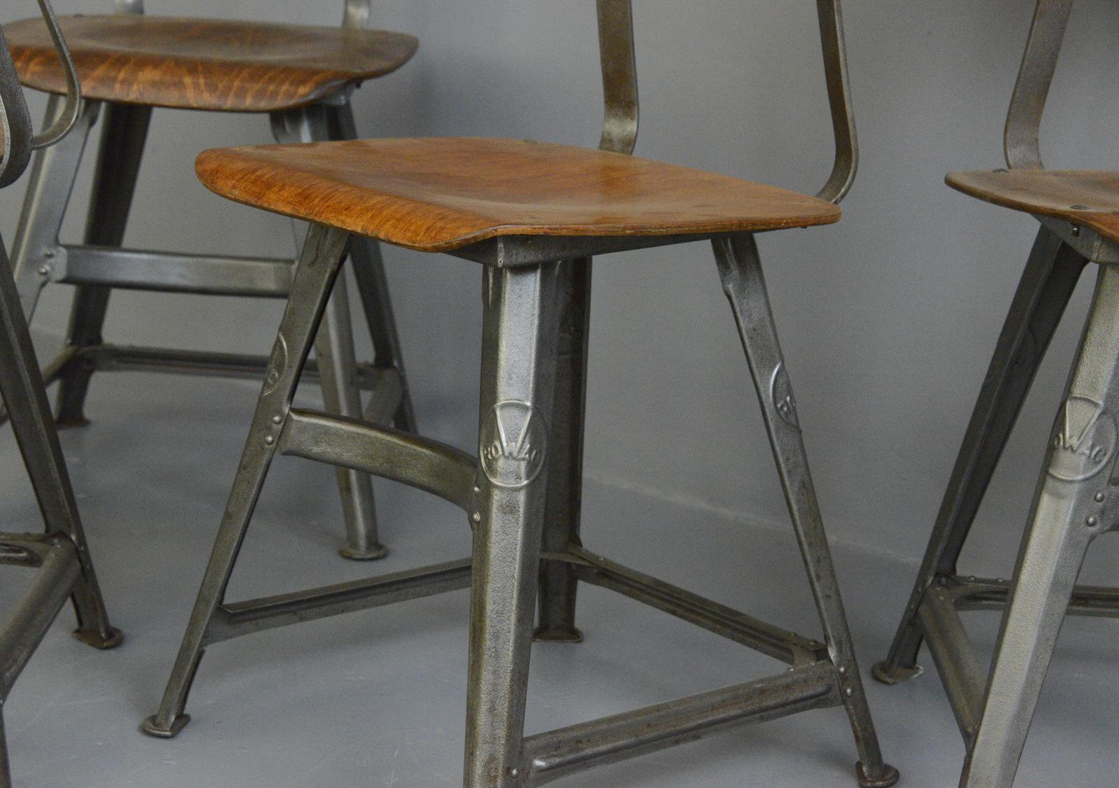 German Industrial Factory Chairs by Rowac, circa 1920s