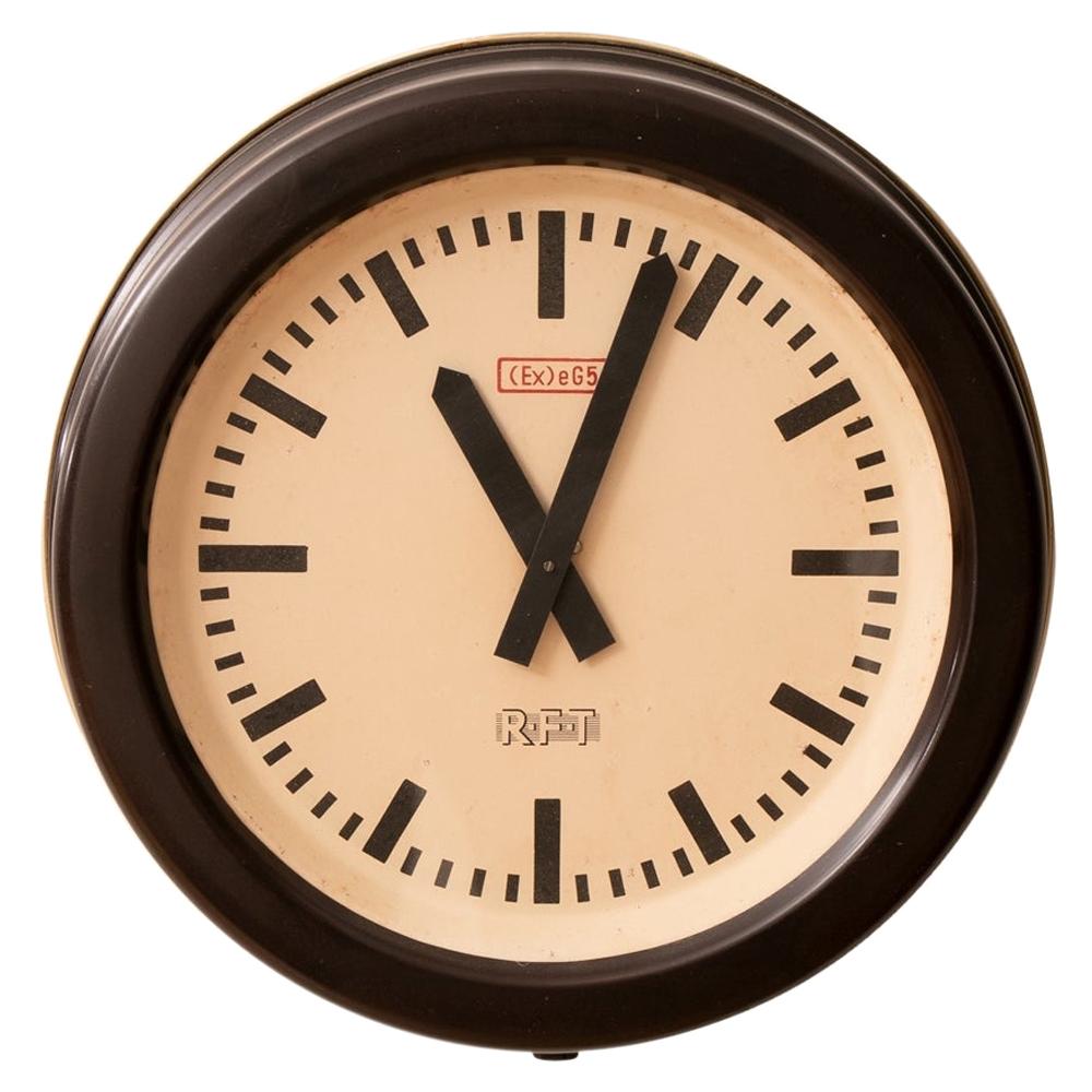Industrial Factory Clock by RFT, c.1960 For Sale