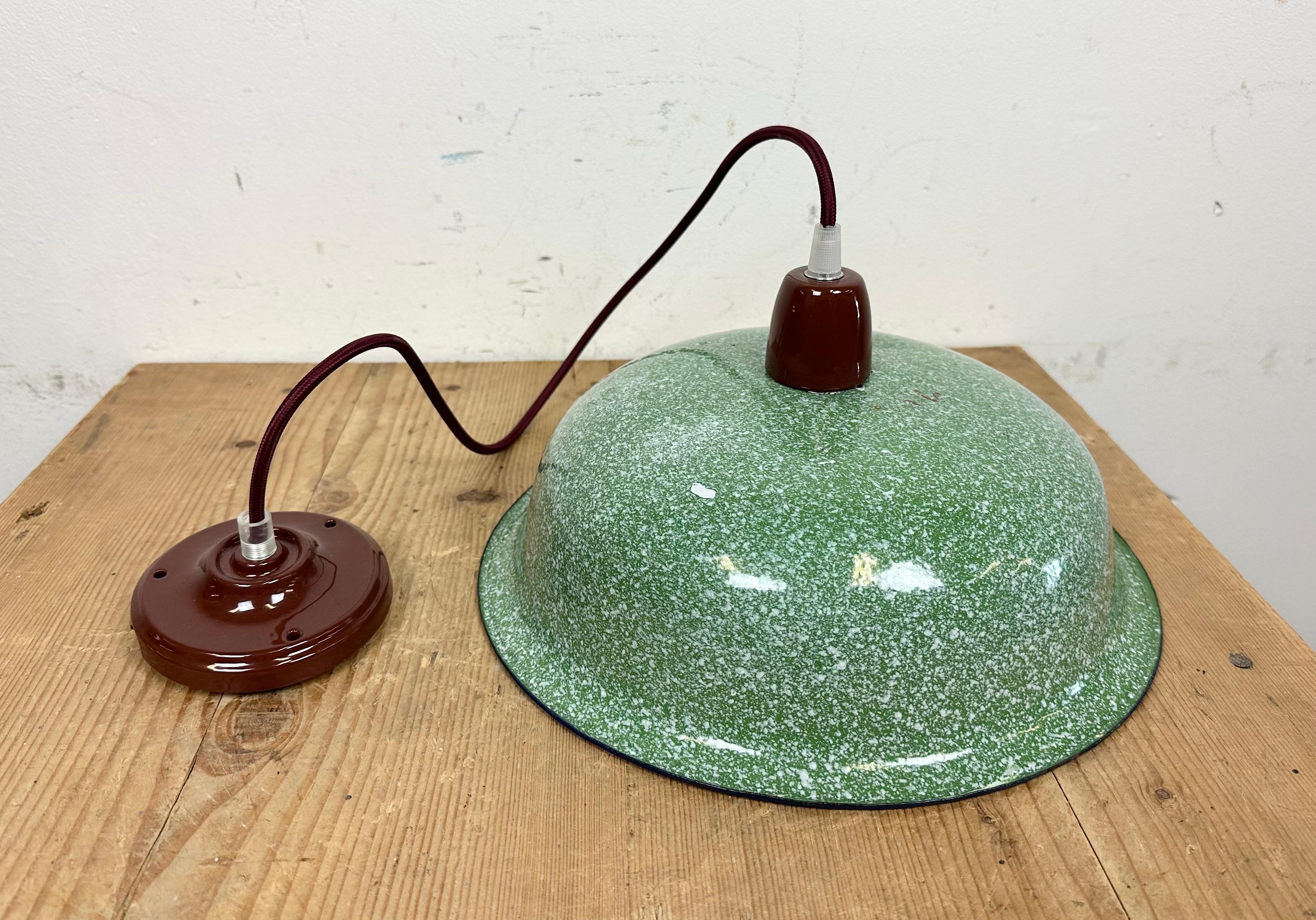 Industrial Factory Green Enamel Ceiling Lamp , 1960s 5