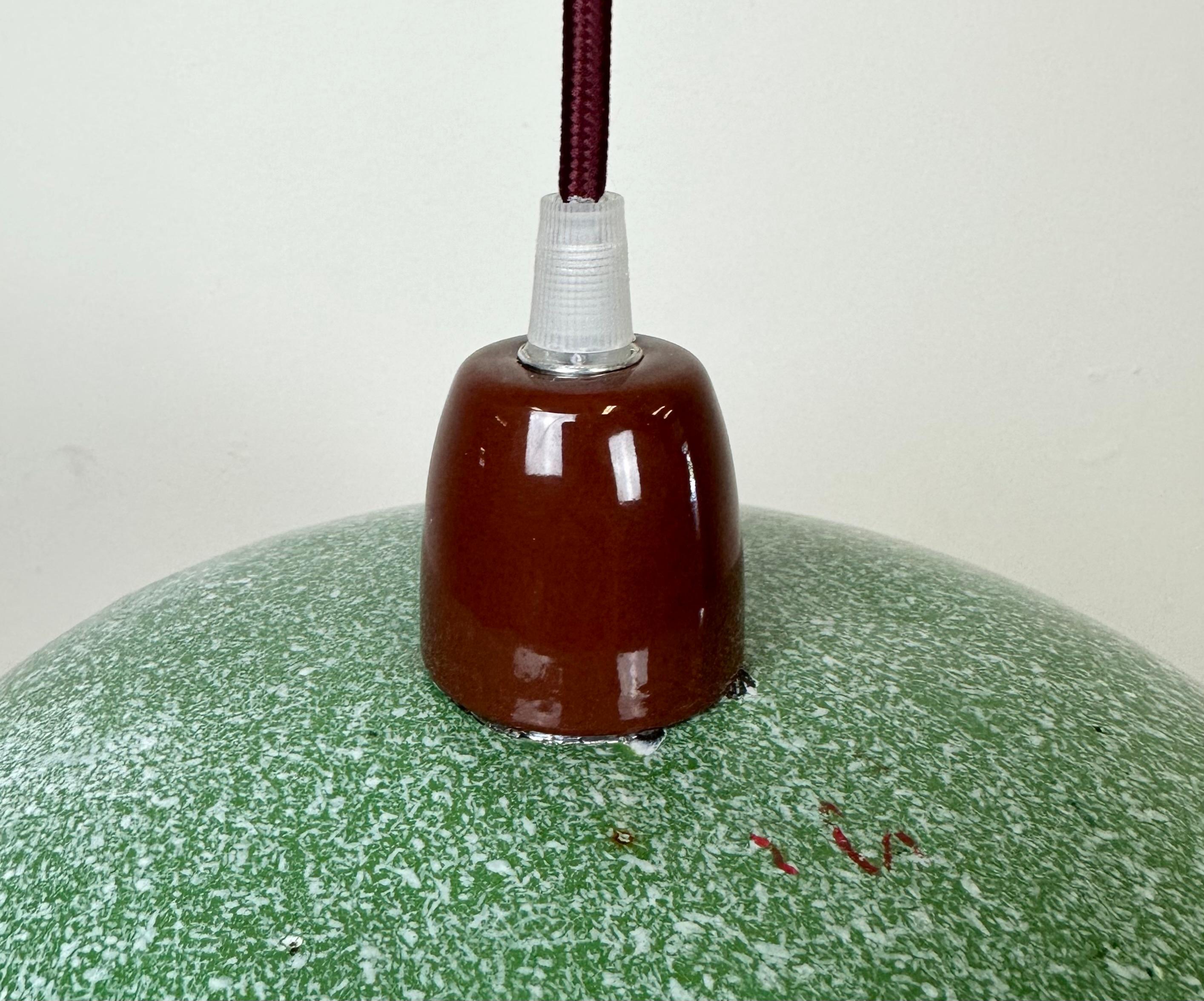 Industrial Factory Green Enamel Ceiling Lamp , 1960s In Good Condition In Kojetice, CZ