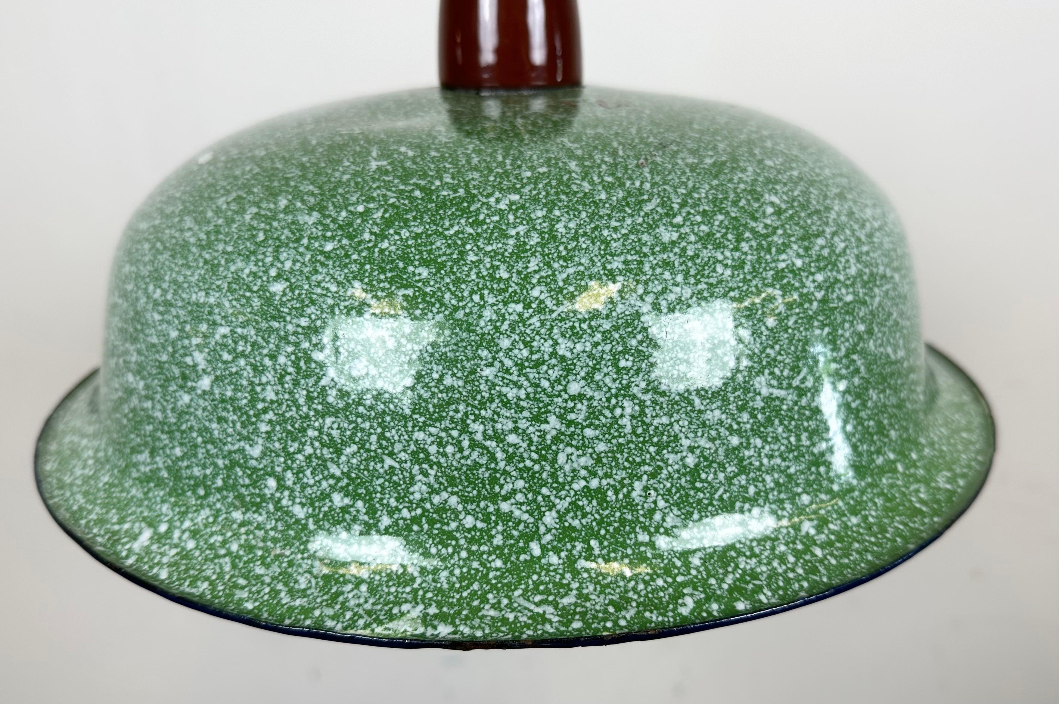 20th Century Industrial Factory Green Enamel Ceiling Lamp , 1960s
