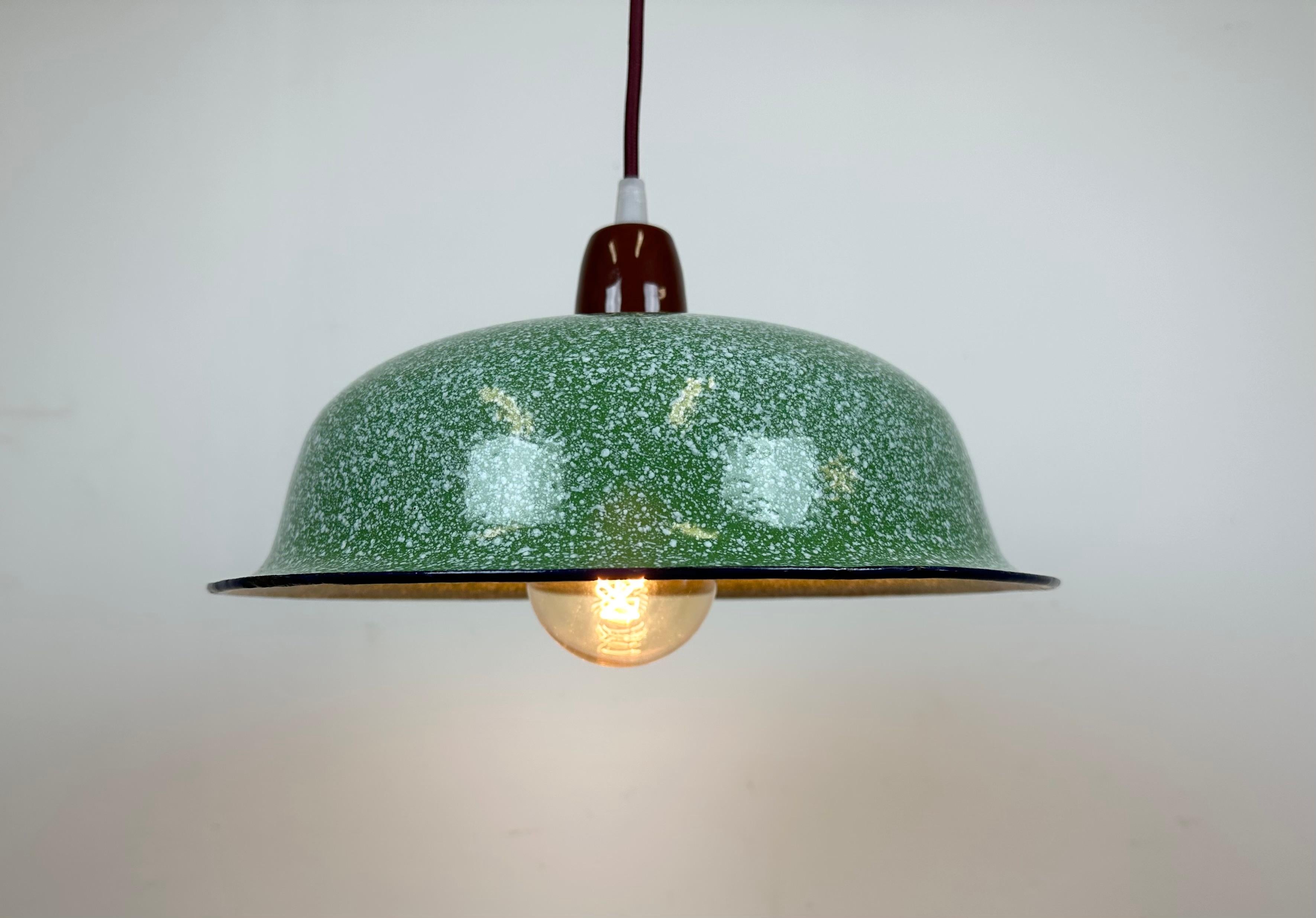 Industrial Factory Green Enamel Ceiling Lamp , 1960s 3