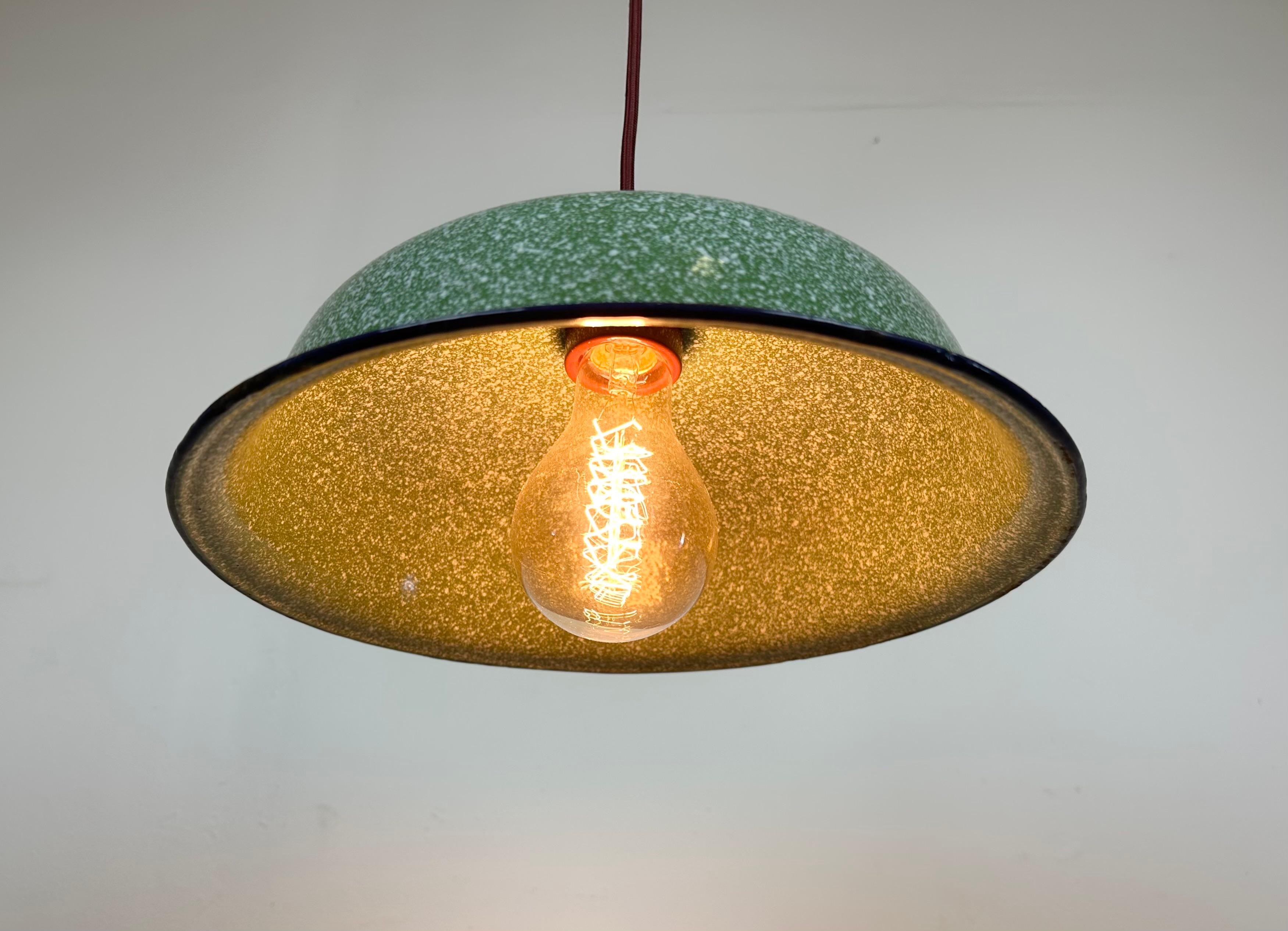 Industrial Factory Green Enamel Ceiling Lamp , 1960s 4