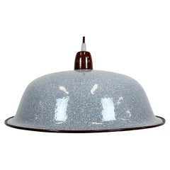 Vintage Industrial Factory Grey Enamel Ceiling Lamp, 1960s