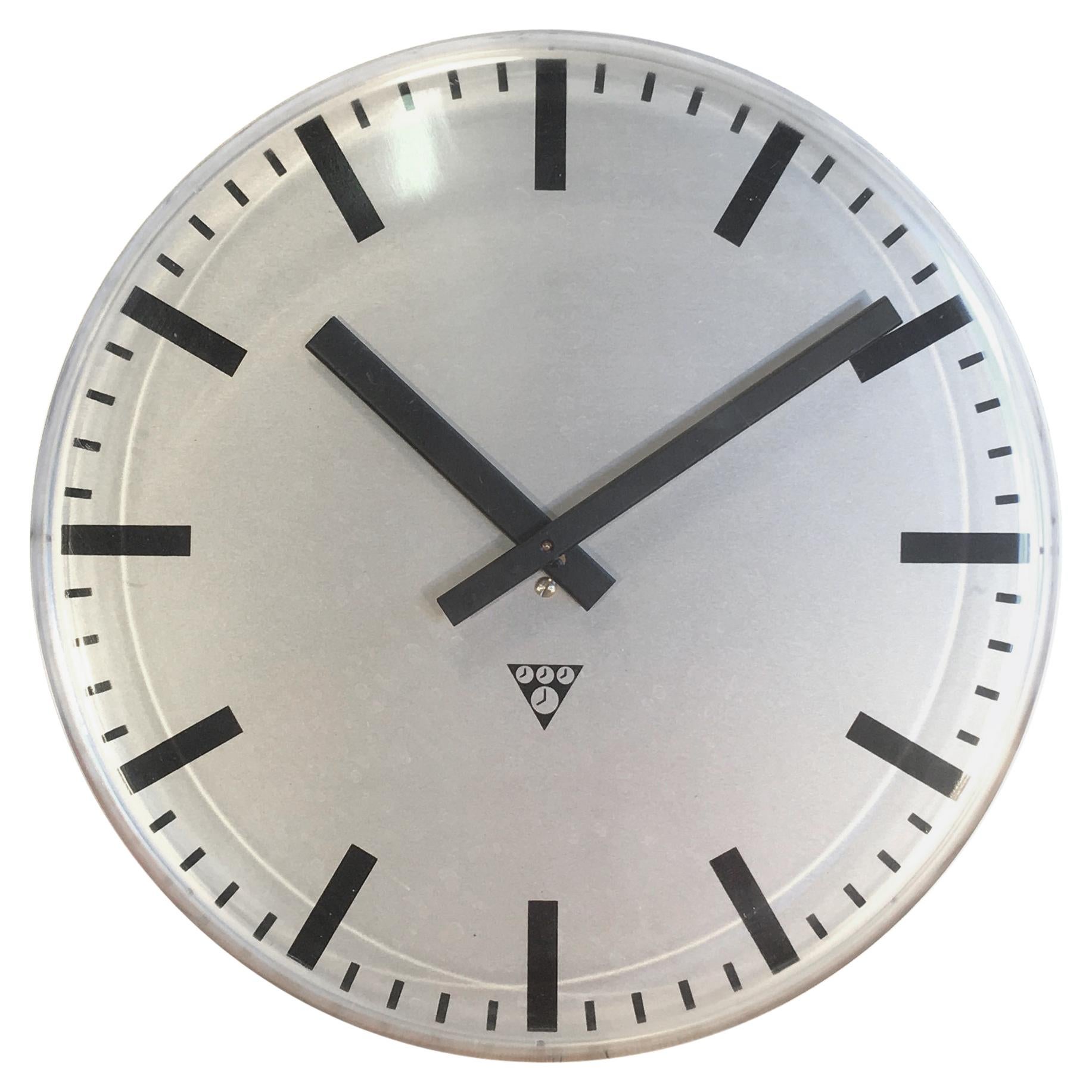 Industrial Factory Office Wall Clock from Pragotron, 1980s