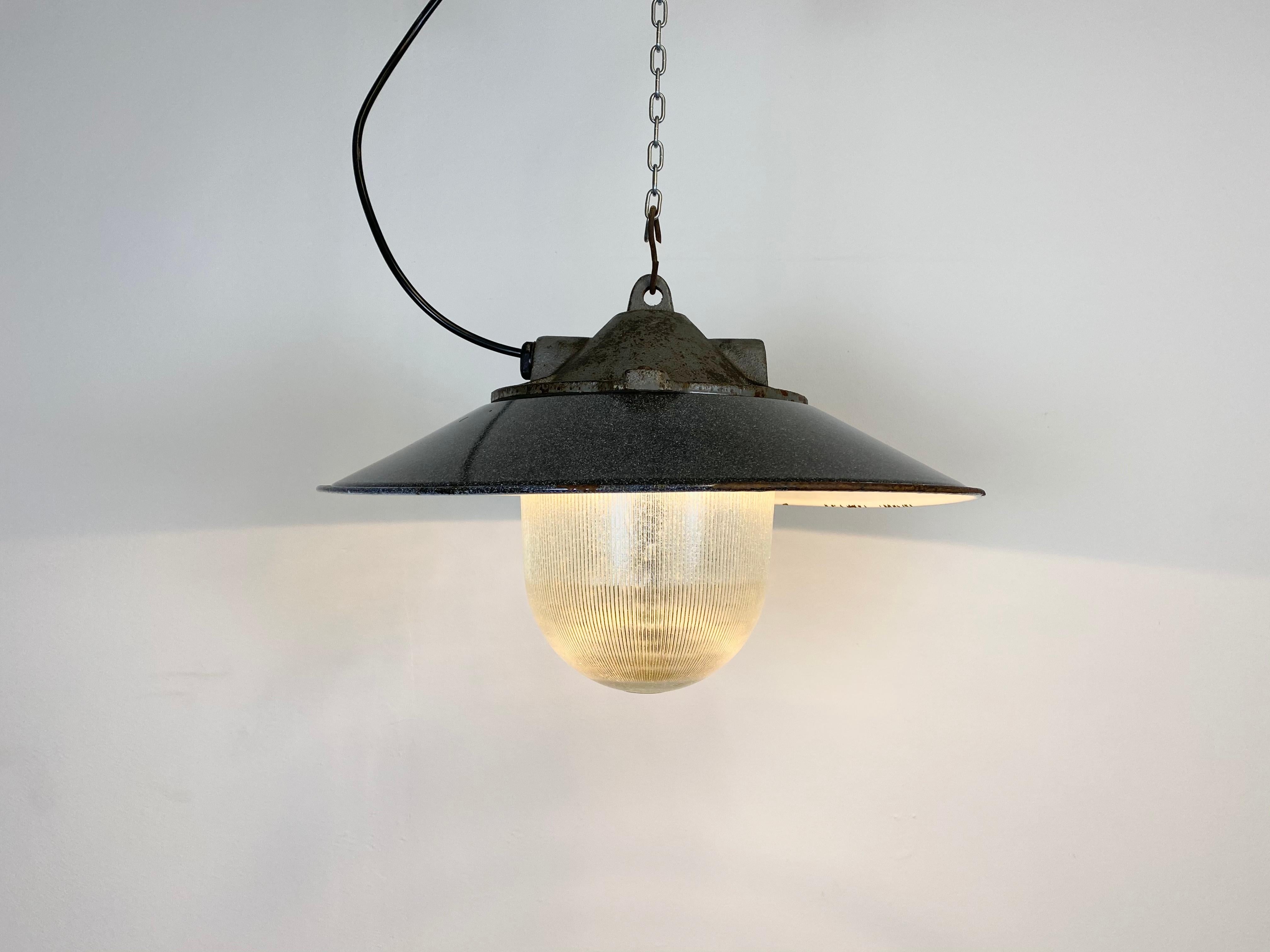 Cast Industrial Factory Pendant Lamp, 1950s