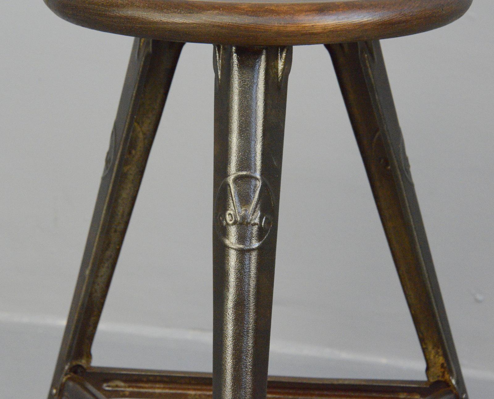 Industrial factory stool by Rowac, circa 1920s

- Branded on all 3 legs
- By Robert Wagner, Chemnitz
- German ~ 1920s
- Measures: 50cm tall x 35cm wide

Rowac

Robert Wagner’s founded his company in 1888 in Chemnitz, better known as Rowac.