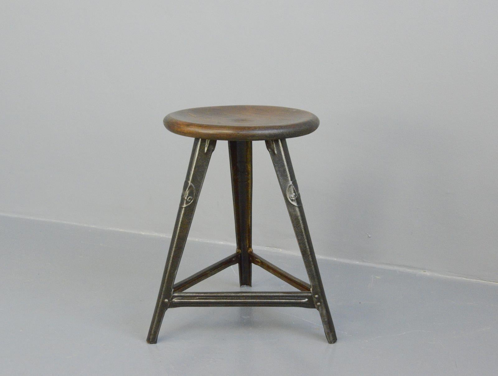 Early 20th Century Industrial Factory Stool by Rowac, circa 1920s	