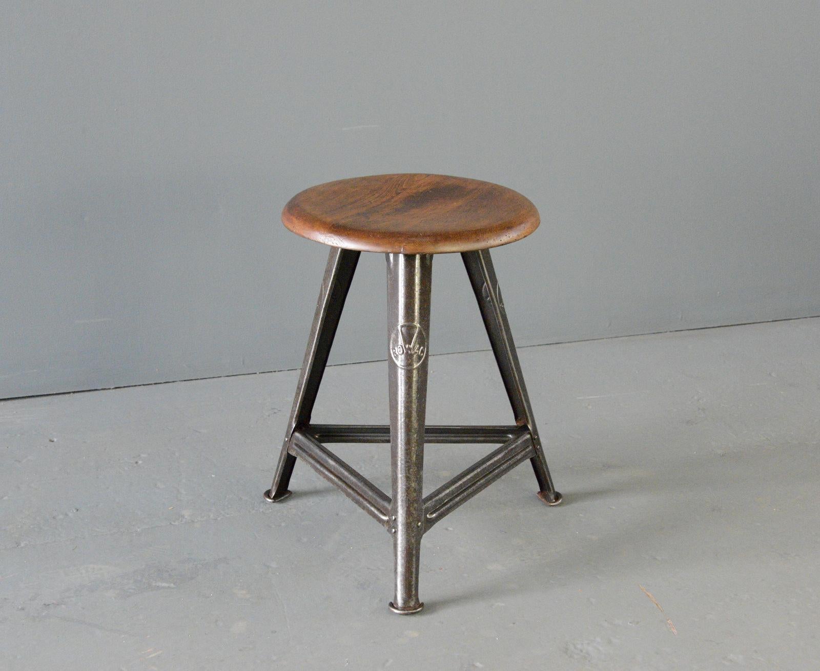 Acier Tabouret d'usine industriel par Rowac vers les années 1920