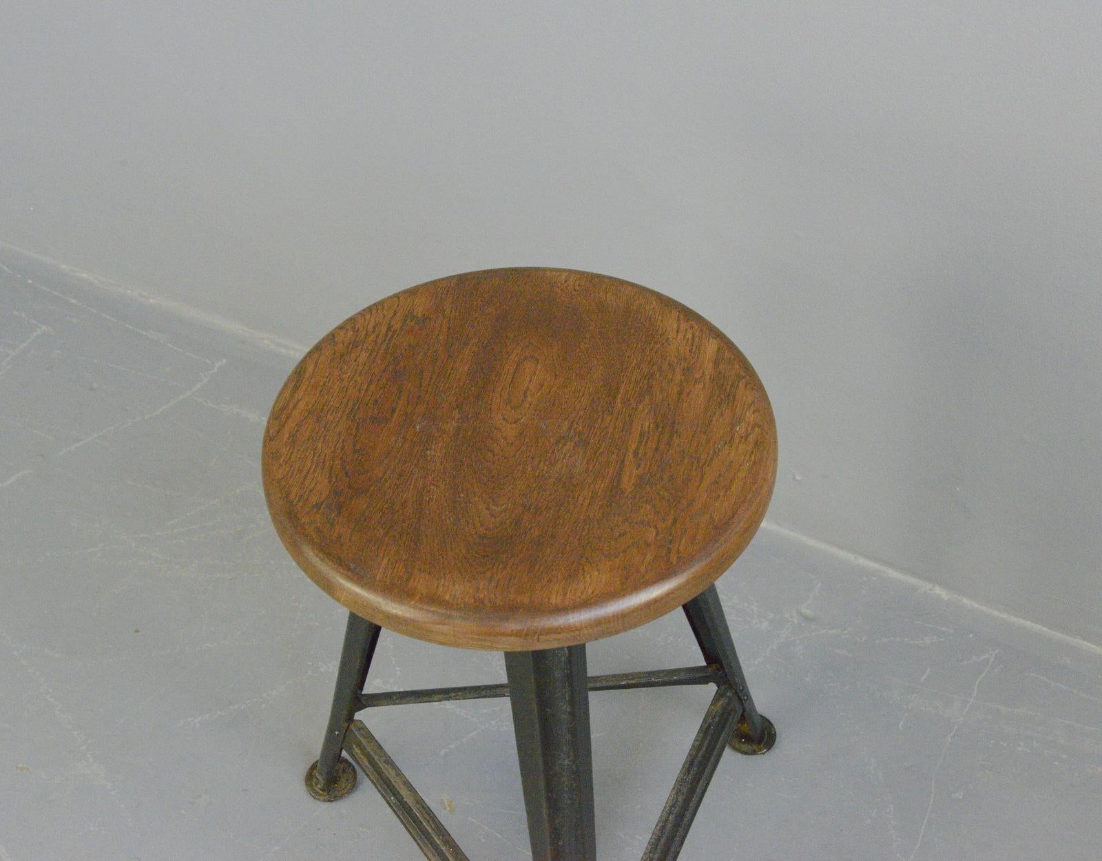 Bauhaus Industrial Factory Stool by Rowac, Circa 1930s