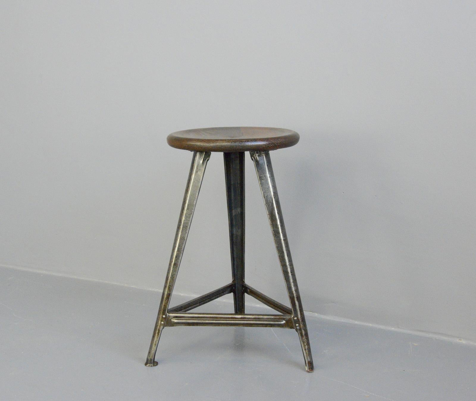 Industrial Factory Stool by Rowac, circa 1930s In Good Condition In Gloucester, GB