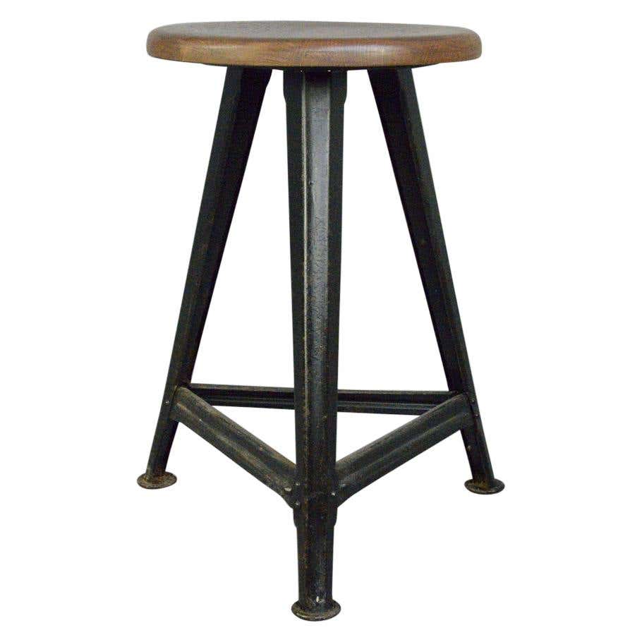 Vintage Industrial Factory Stool by Singer at 1stDibs