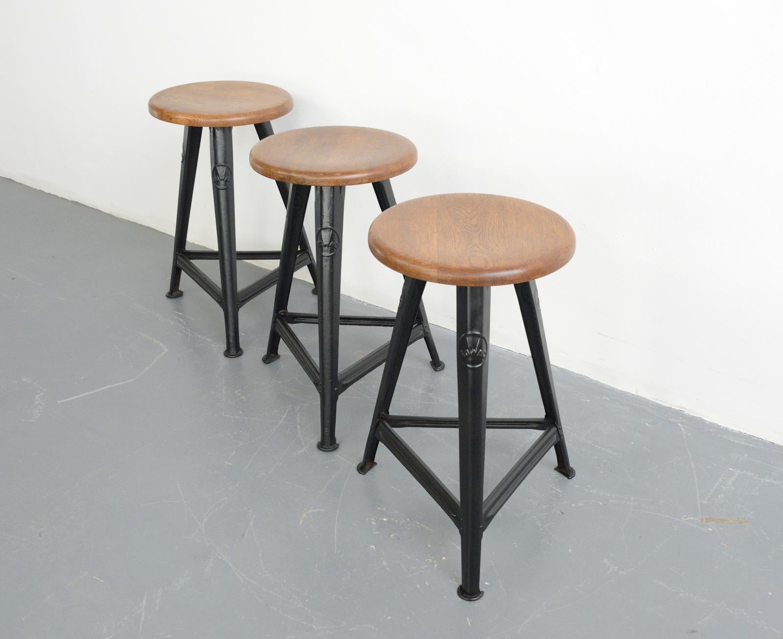 Steel Industrial Factory Stools by Rowac, circa 1920s