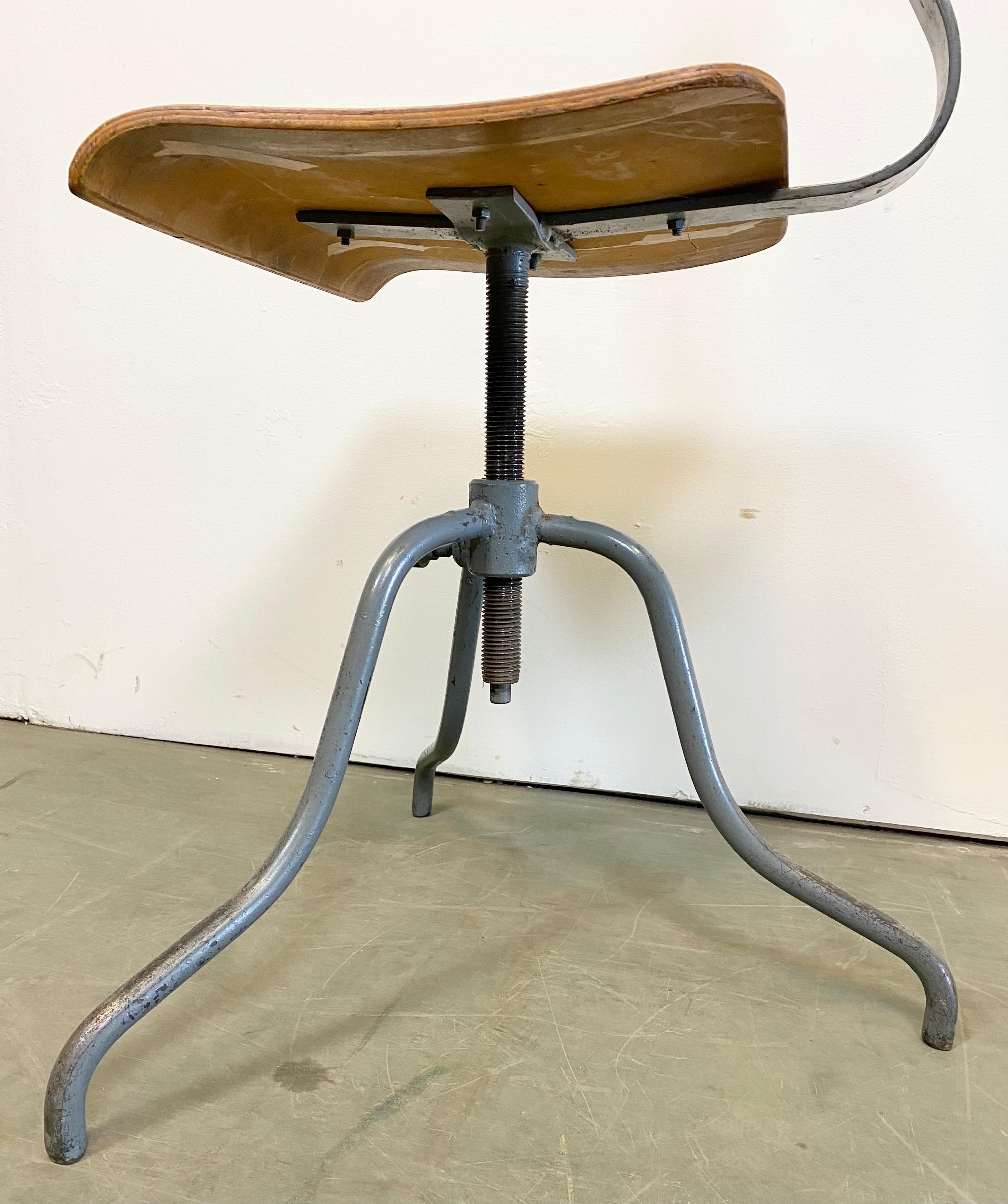 Iron Industrial Factory Swivel Chair, 1960s For Sale