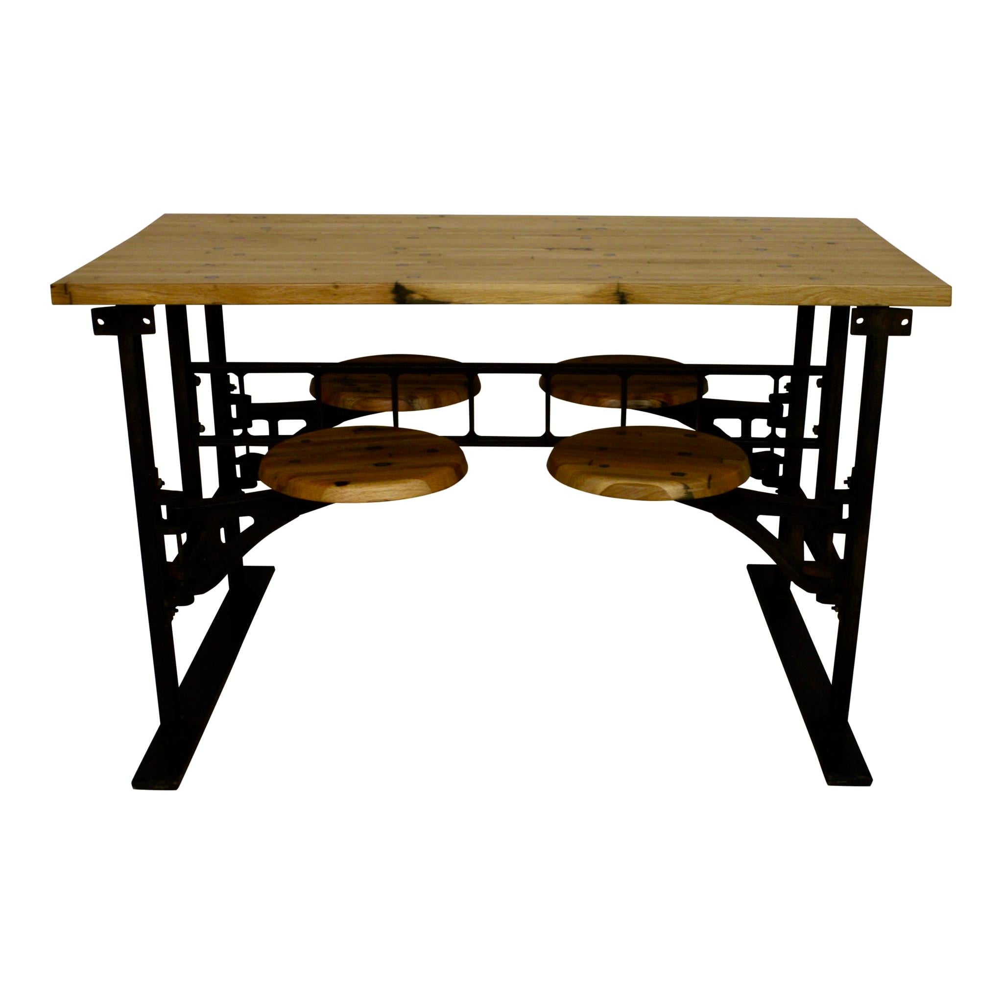 Industrial Factory Table with Four Swinging Seats 1