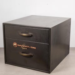 Industrial Factory Two Drawer Cabinet with Brass Pulls, circa 1940
