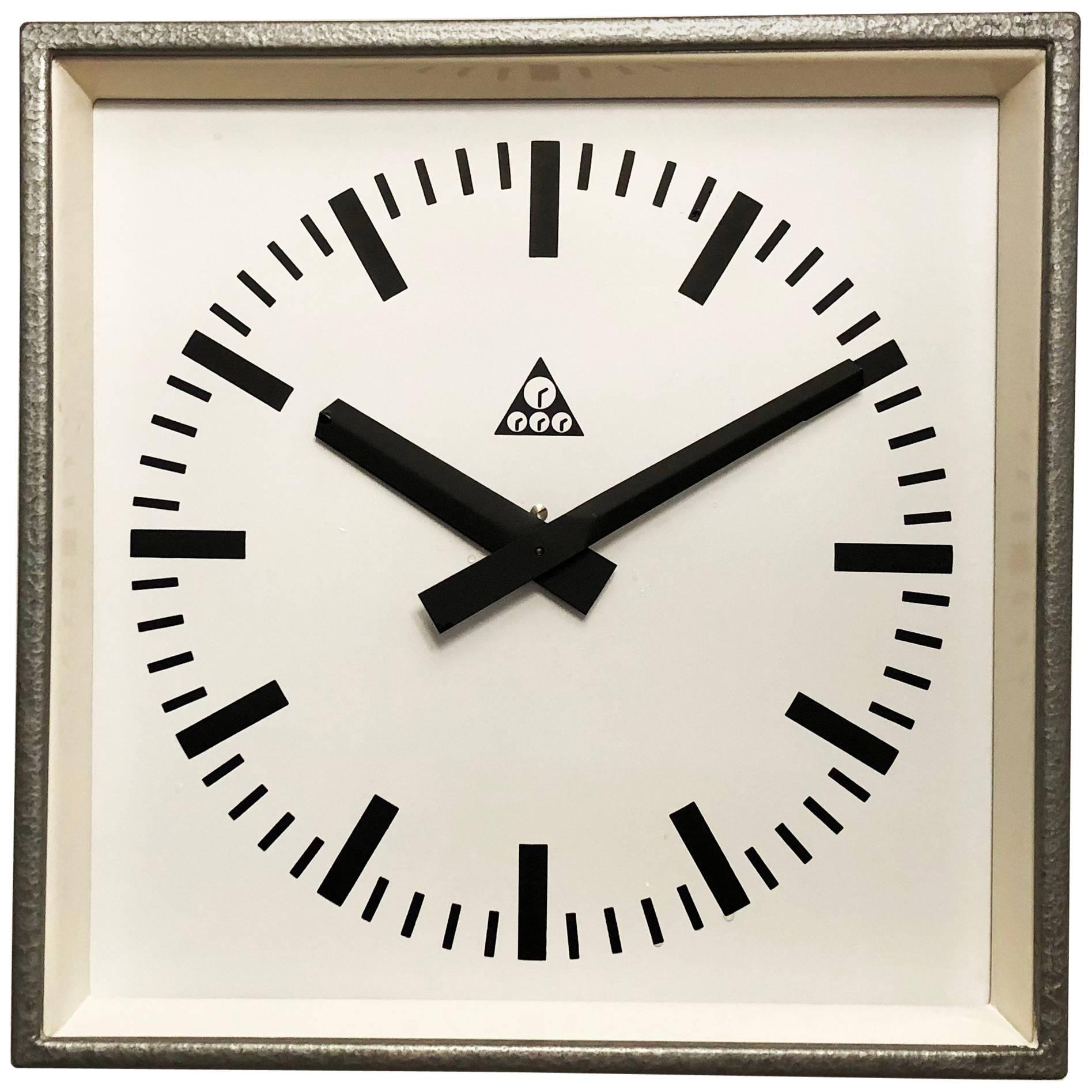 Industrial Factory Wall Clock by Pragotron For Sale