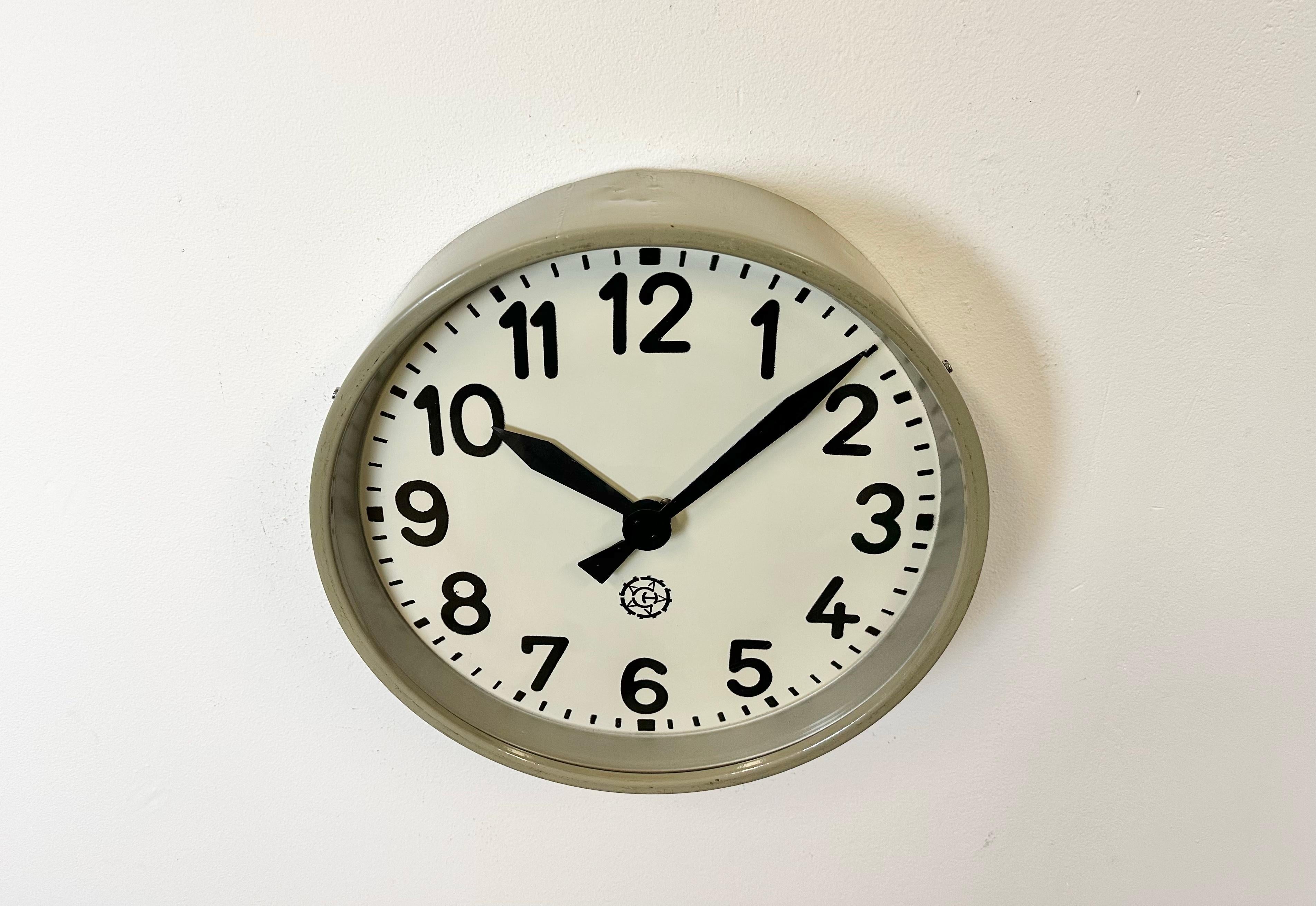 Czech Industrial Factory Wall Clock from Chronotechna, 1950s For Sale