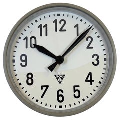 Industrial Factory Wall Clock from Pragotron, 1960s