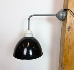 Industrial Factory Wall Lamp with Black Enamel Shade, 1960s
