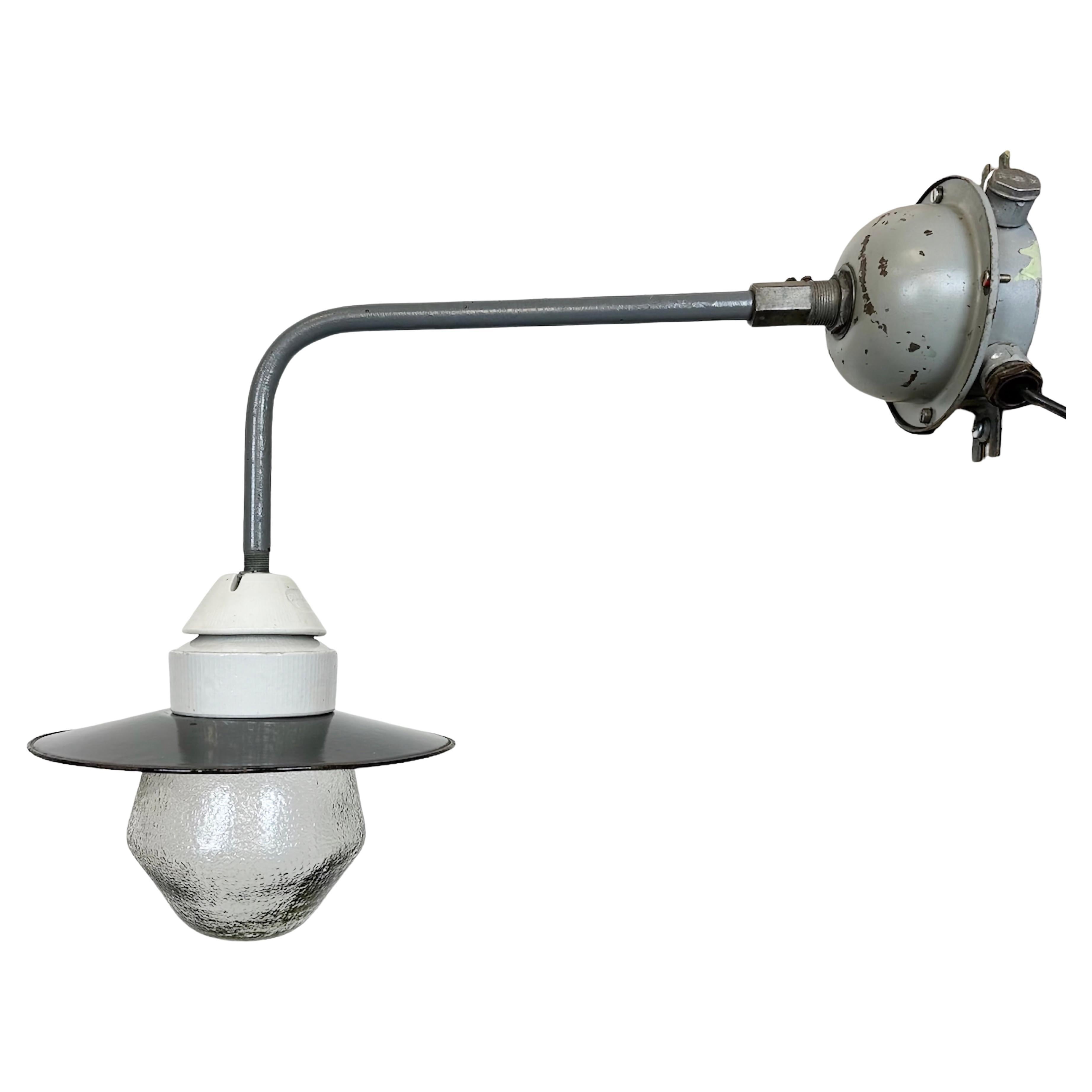 Industrial Factory Wall Light with Enamel Shade, 1960s